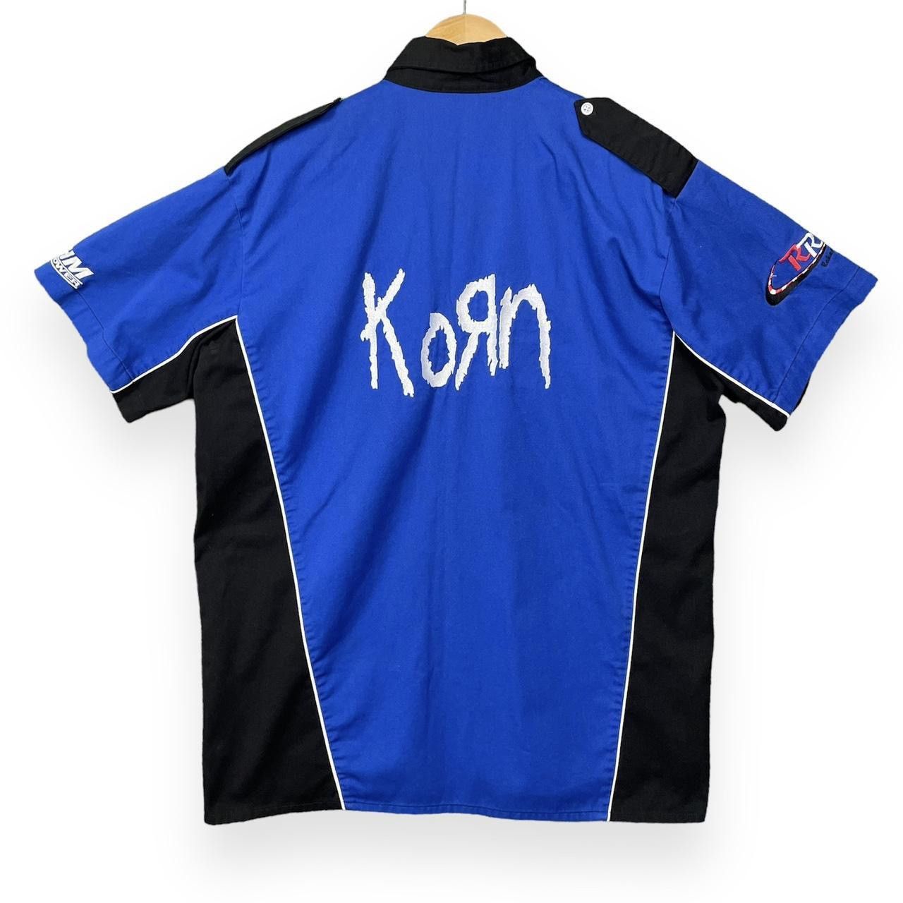 image of Band Tees x Vintage Korn Button Up Nascar Style Shirt in Blue, Men's (Size XL)