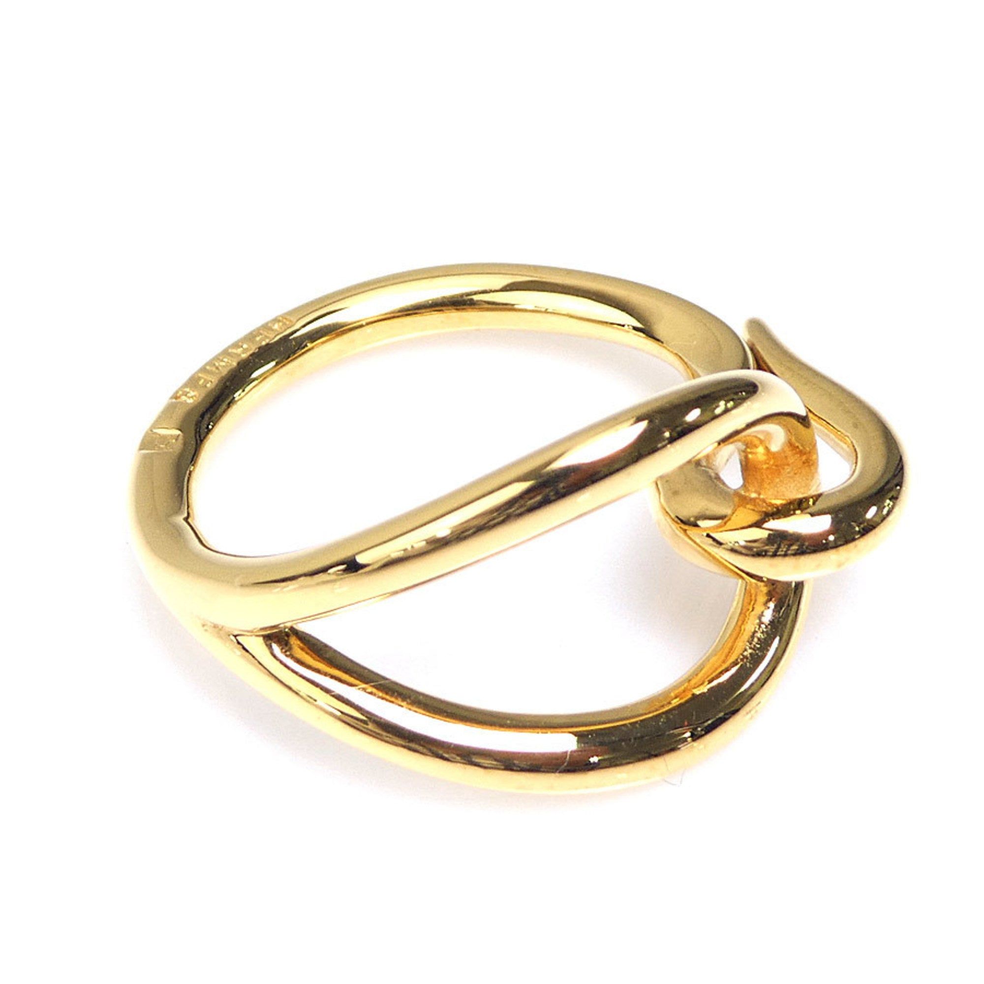 image of Hermes Scarf Muffler Ring Metal Gold Ladies in Black, Women's