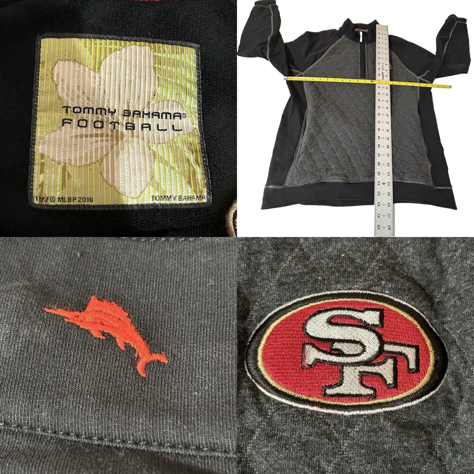 Tommy Bahama VINTAGE San Francisco 49ers Tommy Bahama 3/4 Zip Pullover Men Medium Gray Black 2016 Size US M / EU 48-50 / 2 - 10 Thumbnail