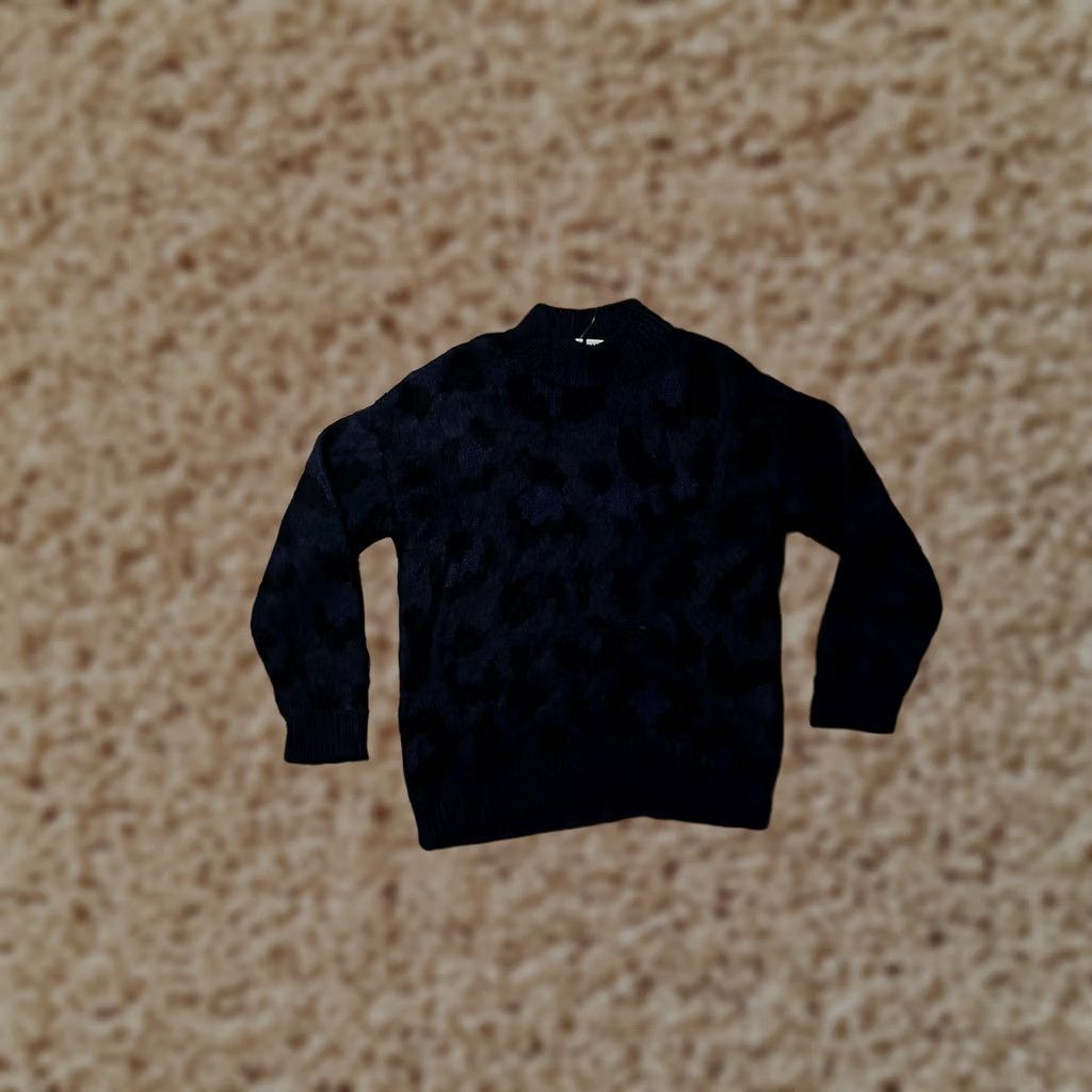 Vintage Kate Spade Wild Ones Leopard Sweater Women's S Blue Black Alpaca Wool Mock Neck Size S / US 4 / IT 40 - 1 Thumbnail