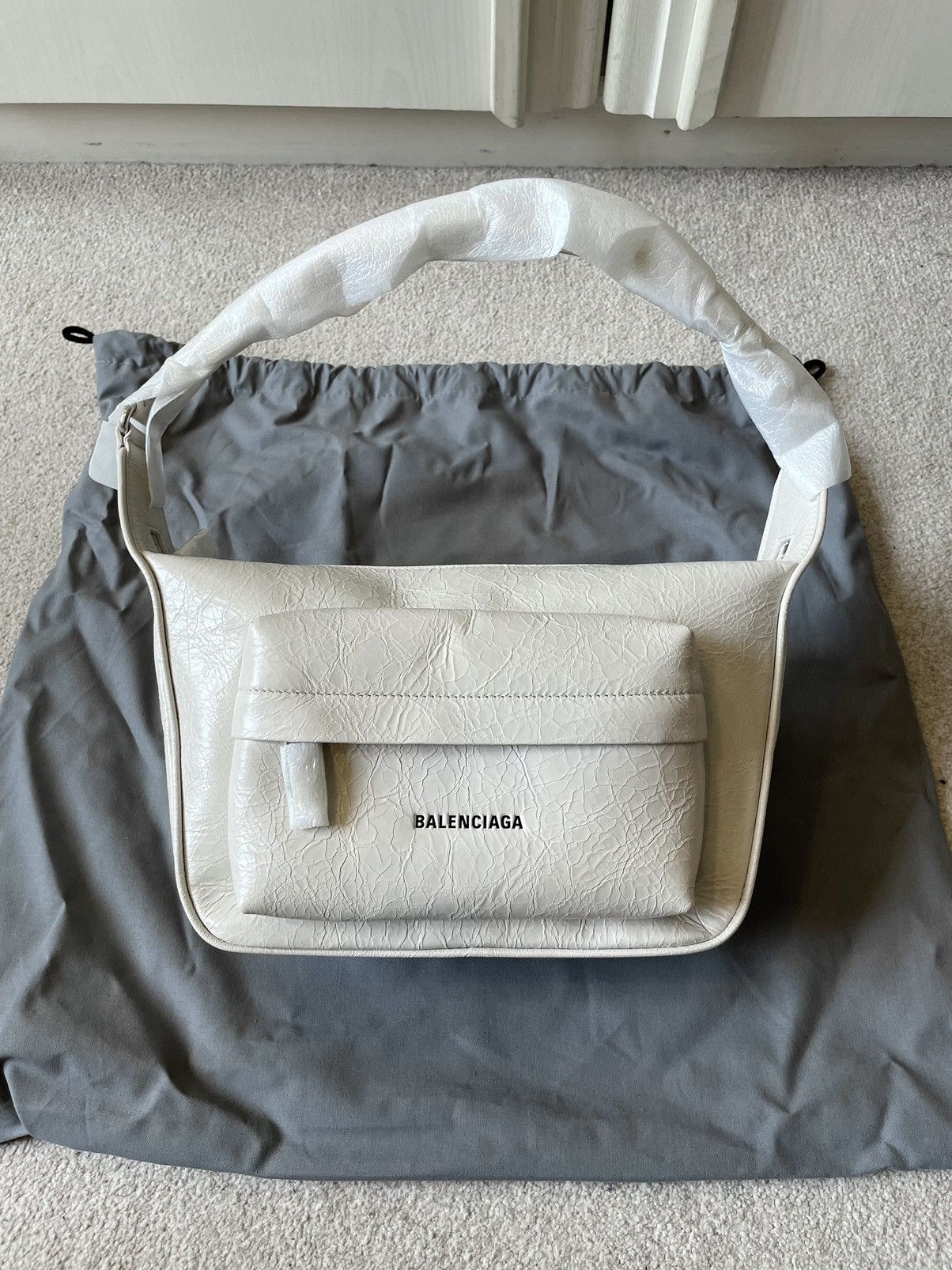 image of Balenciaga Summer23 Mud Show Raver Bag NWT in White, Men's
