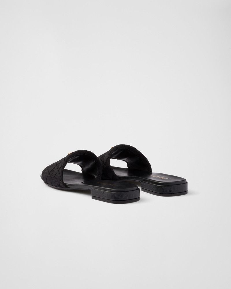 Prada o1B3y1r0526 Embroidered Fabric Slides in Black Size US 11 / IT 41 - 5 Thumbnail