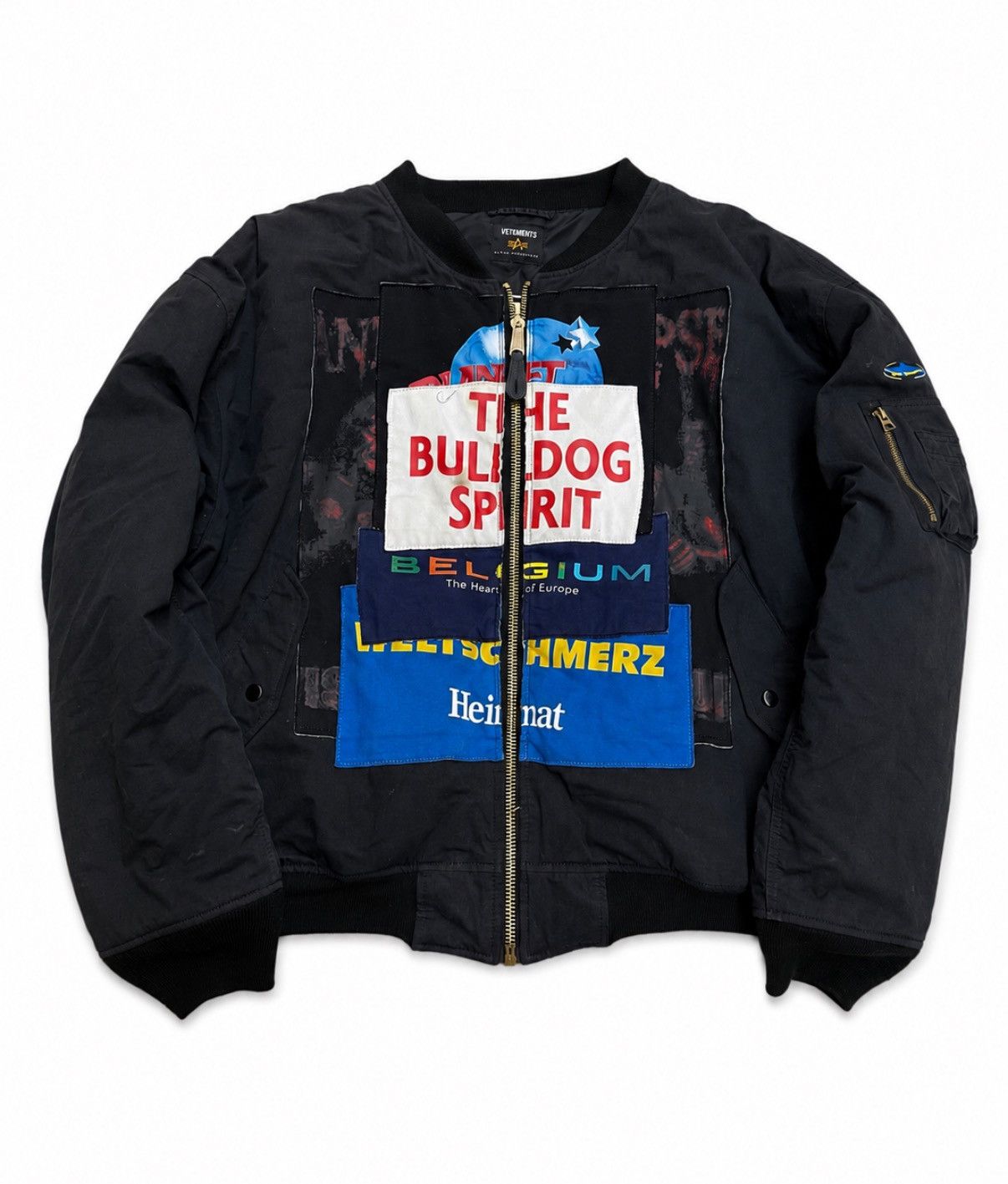 Vetements AW17 Reversible MA1 flag bomber jacket in black | Grailed