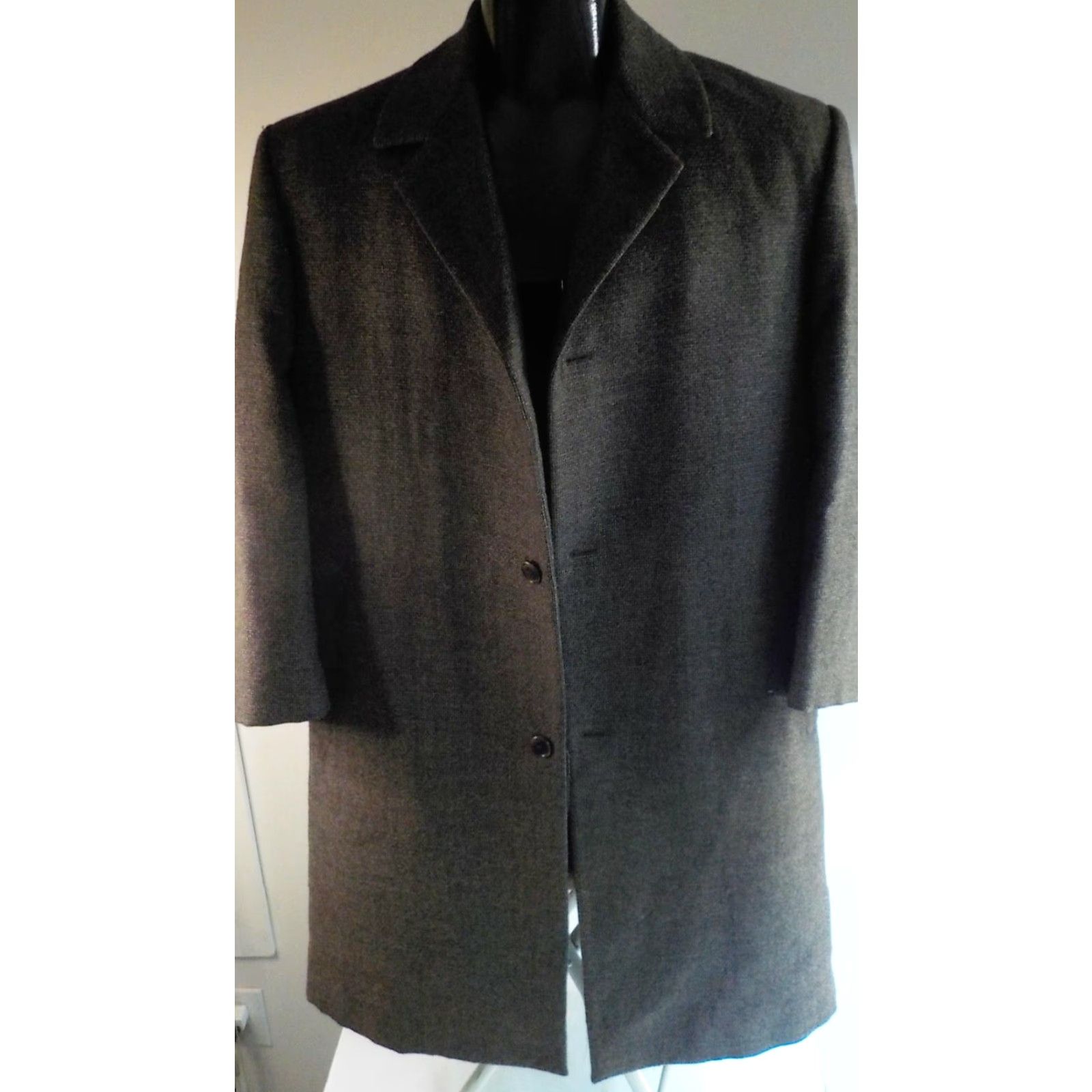 Calvin Klein CALVIN KLEIN Men's Wool Single Breasted Overcoat Brown Lined Size LARGE Size US L / EU 52-54 / 3 - 2 Thumbnail
