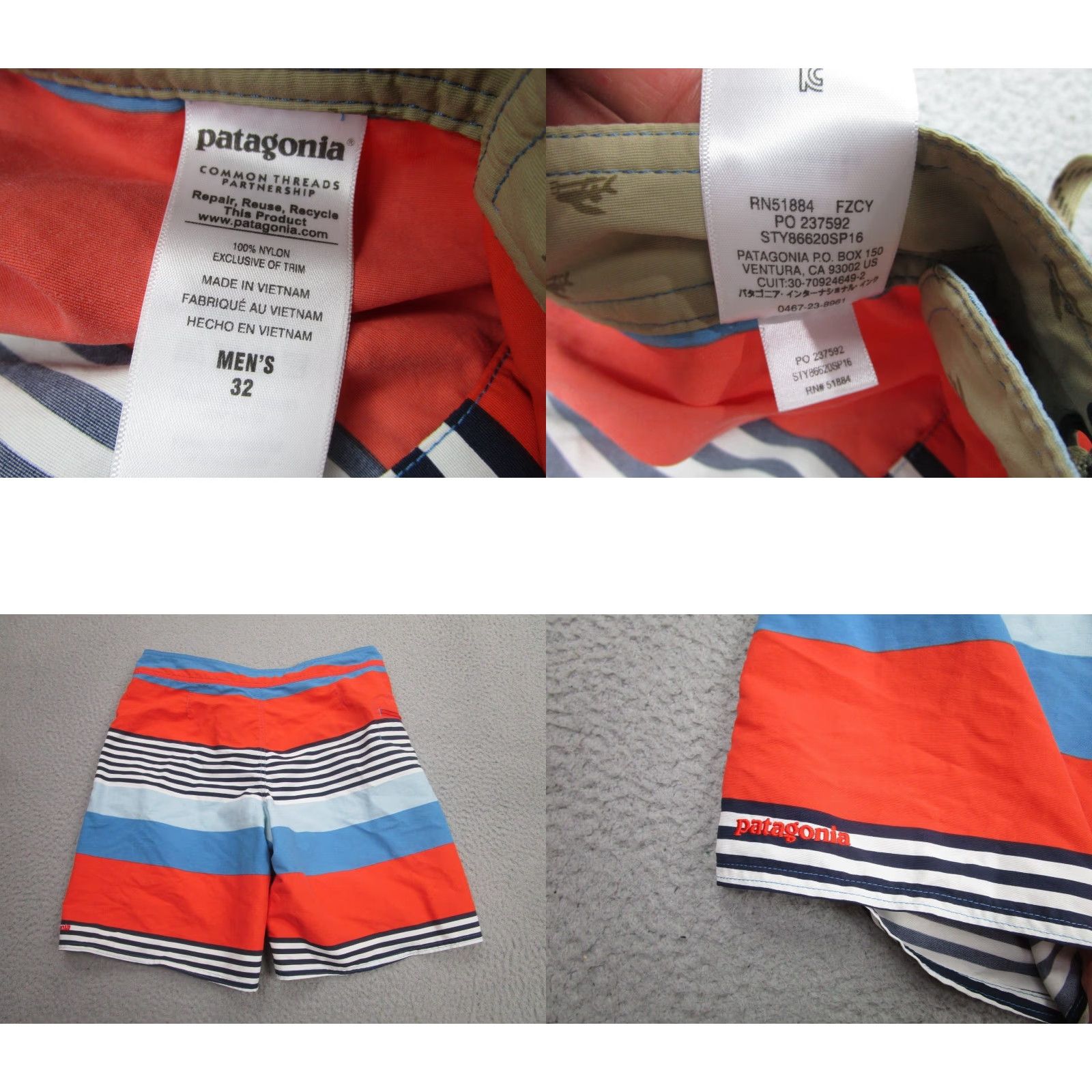 Patagonia Patagonia Shorts Mens 32 Blue Orange Striped Board Shorts Trunks Swim Size US 32 / EU 48 - 8 Thumbnail