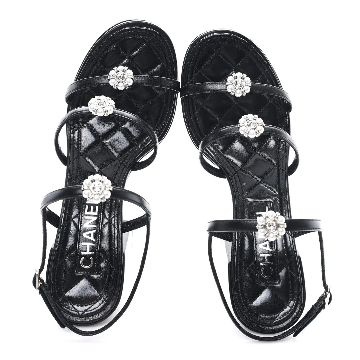 Chanel o1h1sh10526 Pearl CC Sandals in Black Size US 8.5 / IT 38.5 - 2 Thumbnail