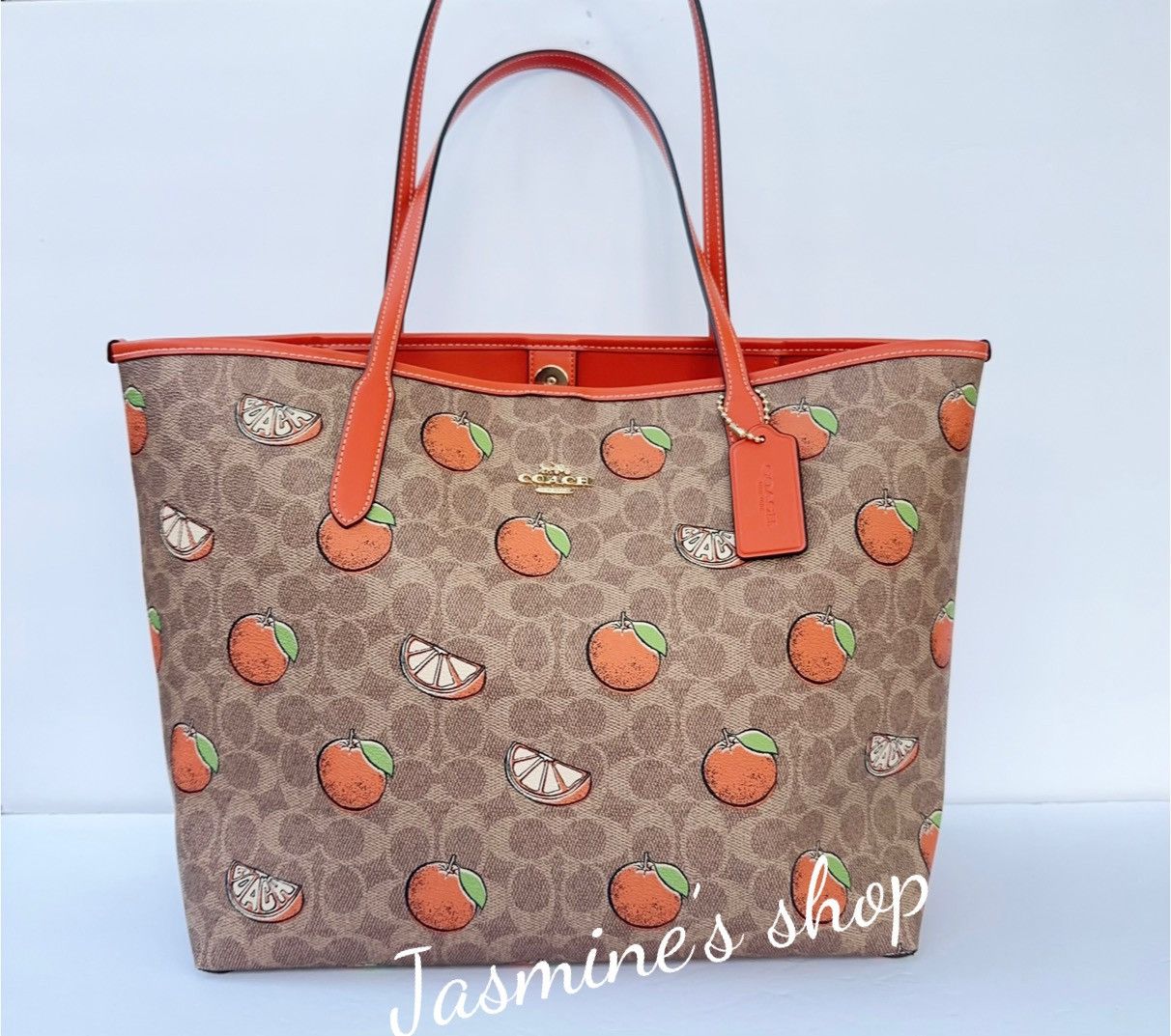 Coach NWT Coach City Tote Bag In Signature With Orange Print CAL74 Size ONE SIZE - 4 Thumbnail