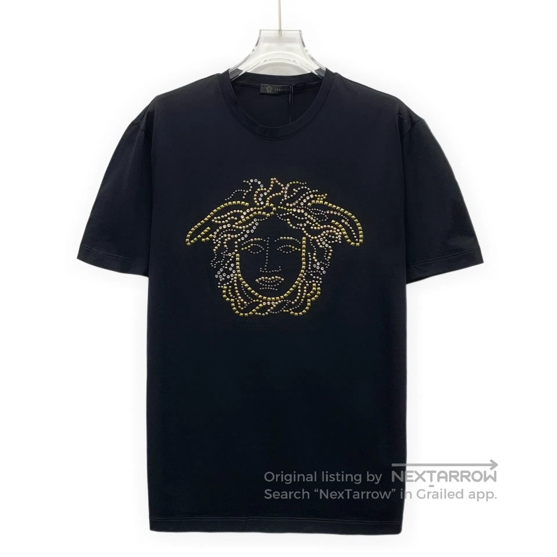 Versace Versace Black Medusa Head Stud Design Cotton Round Neck Sh Size US S / EU 44-46 / 1 - 1 Thumbnail