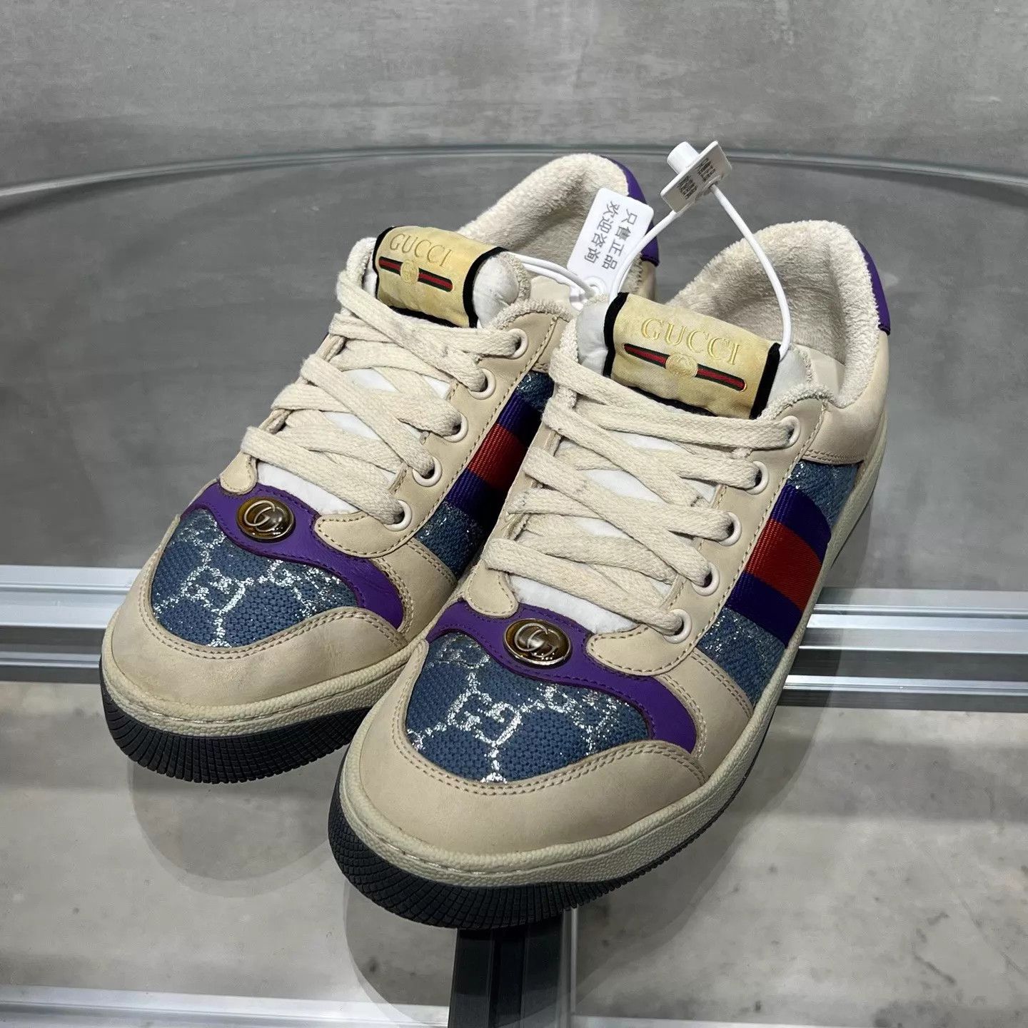 Gucci Gucci distressed sneaker purple 37 women's YH26093 Size US 6.5 / IT 36.5 - 2 Thumbnail