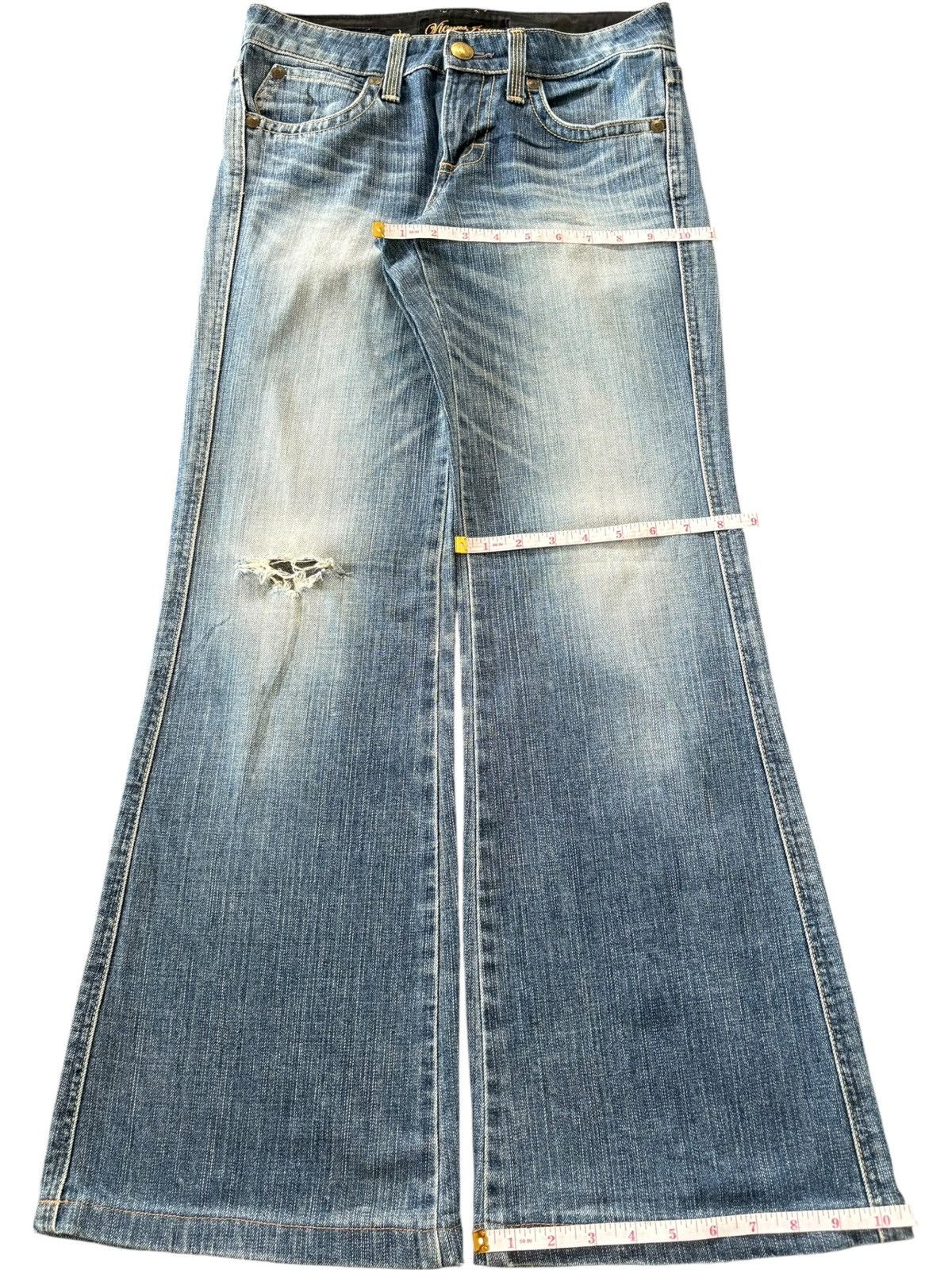Edwin Vintage Edwin Vienus Faded Wash Distress Flare Jeans Size 29" - 9 Thumbnail
