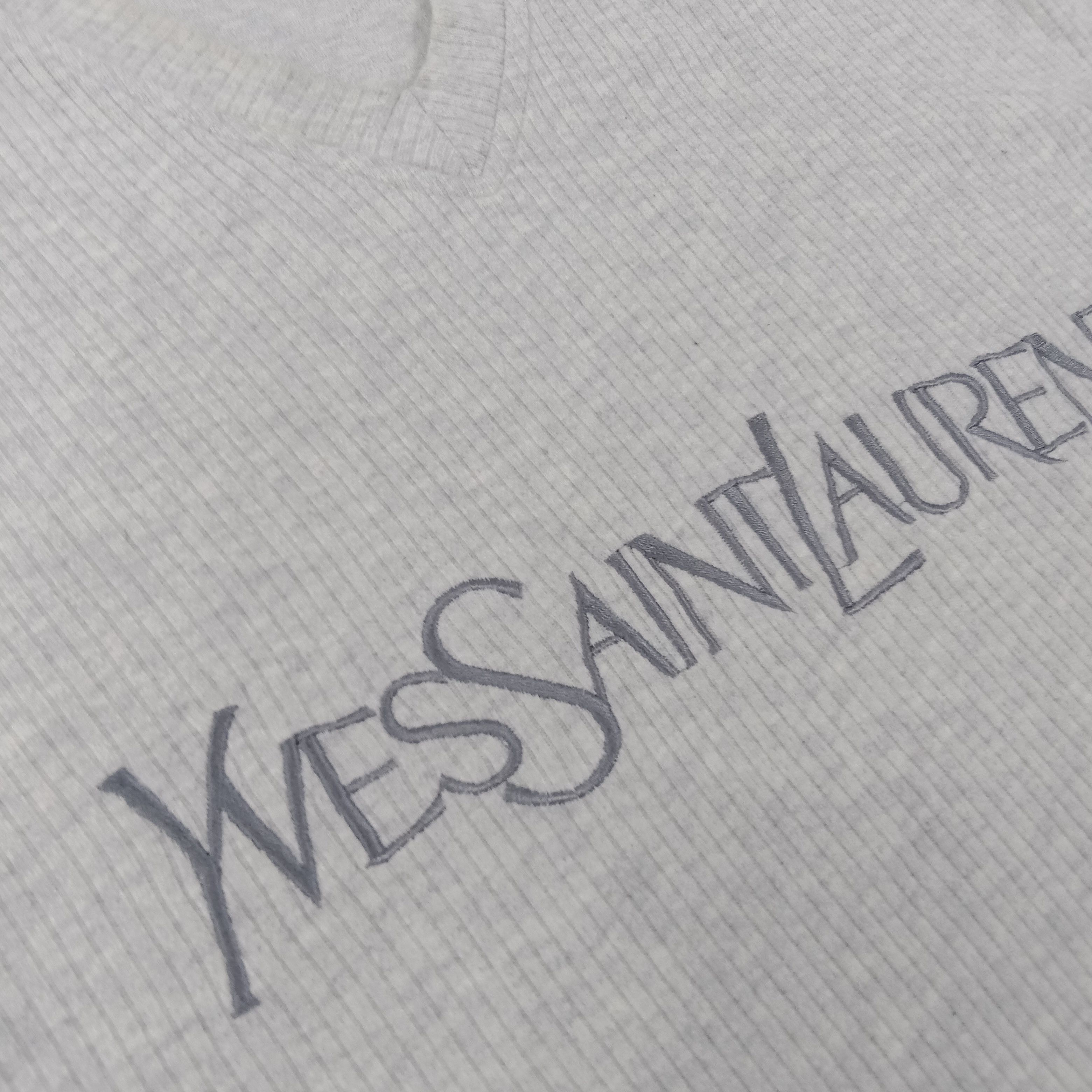 Vintage × Yves Saint Laurent Yves Saint Laurent Corduroy Spell Out V Neck Tshirt Size US L / EU 52-54 / 3 - 2 Thumbnail