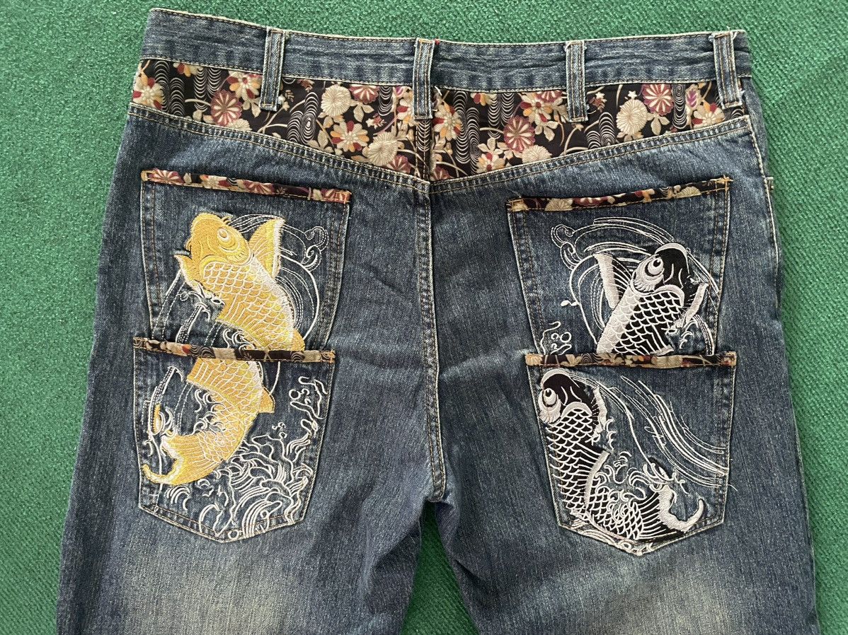 Japanese Brand Rare Japanese Jeans With Embroidery Fish Motifs Size US 38 / EU 54 - 7 Thumbnail