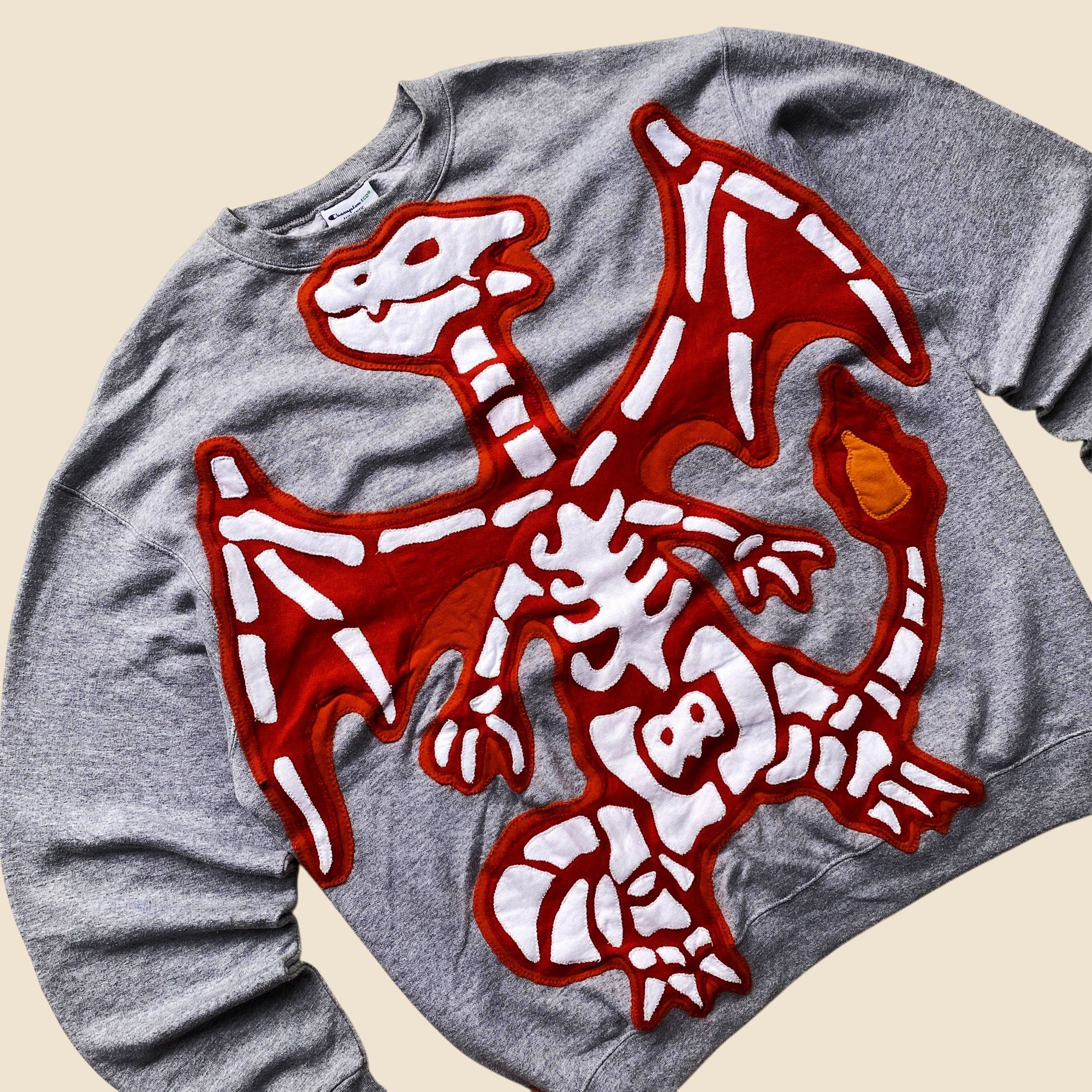 Handmade 1 OF 1 REWORKED POKE "FOSSIL" CUT & SEWN SWEATSHIRT SIZE XL Size US XL / EU 56 / 4 - 2 Thumbnail
