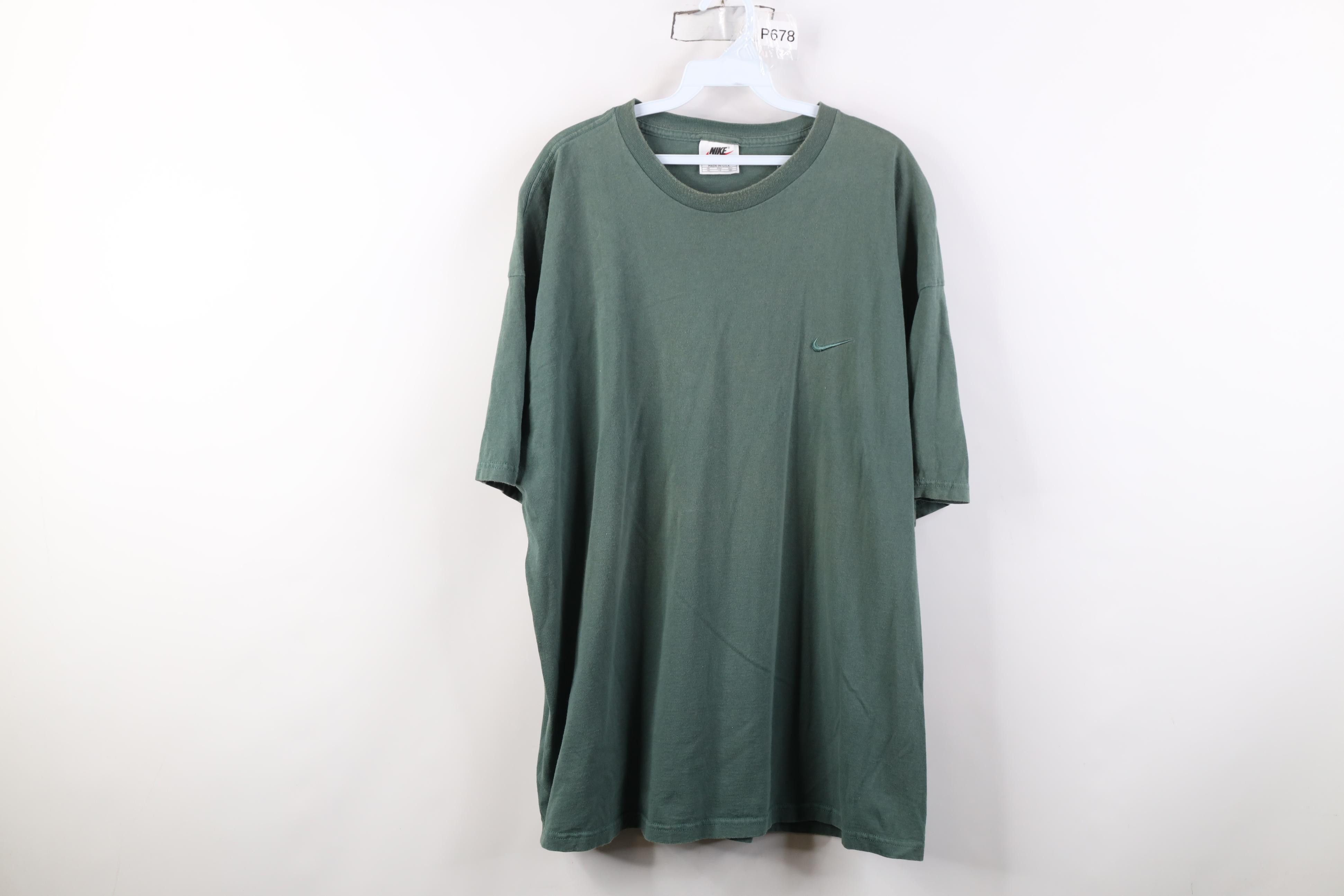 Nike Vintage 90s Nike Mini Swoosh Monochrome T-Shirt Green USA Size US XXL / EU 58 / 5 - 1 Thumbnail