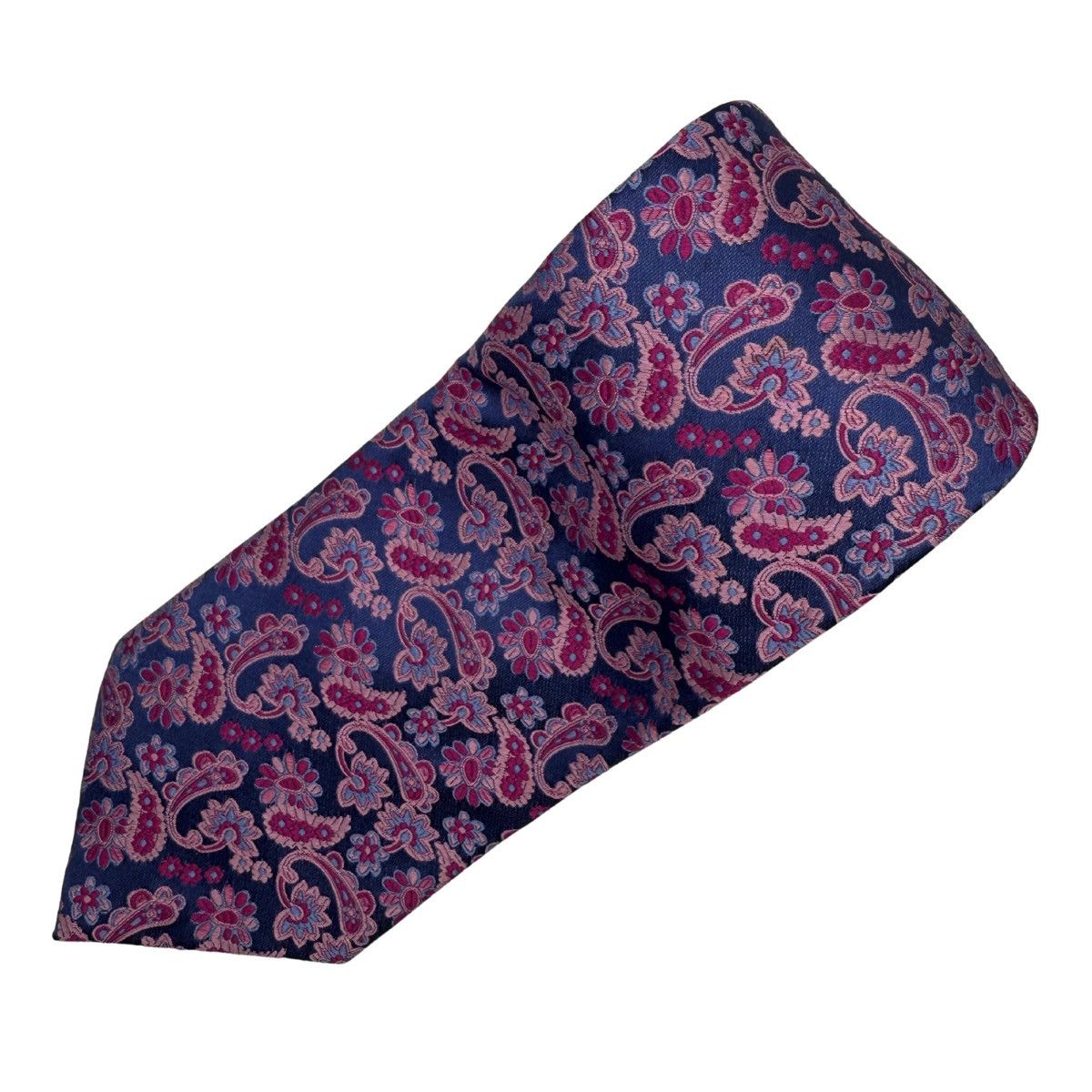 Ben Sherman Silk Tie, Blue & Pink, Made in Italy, Like New