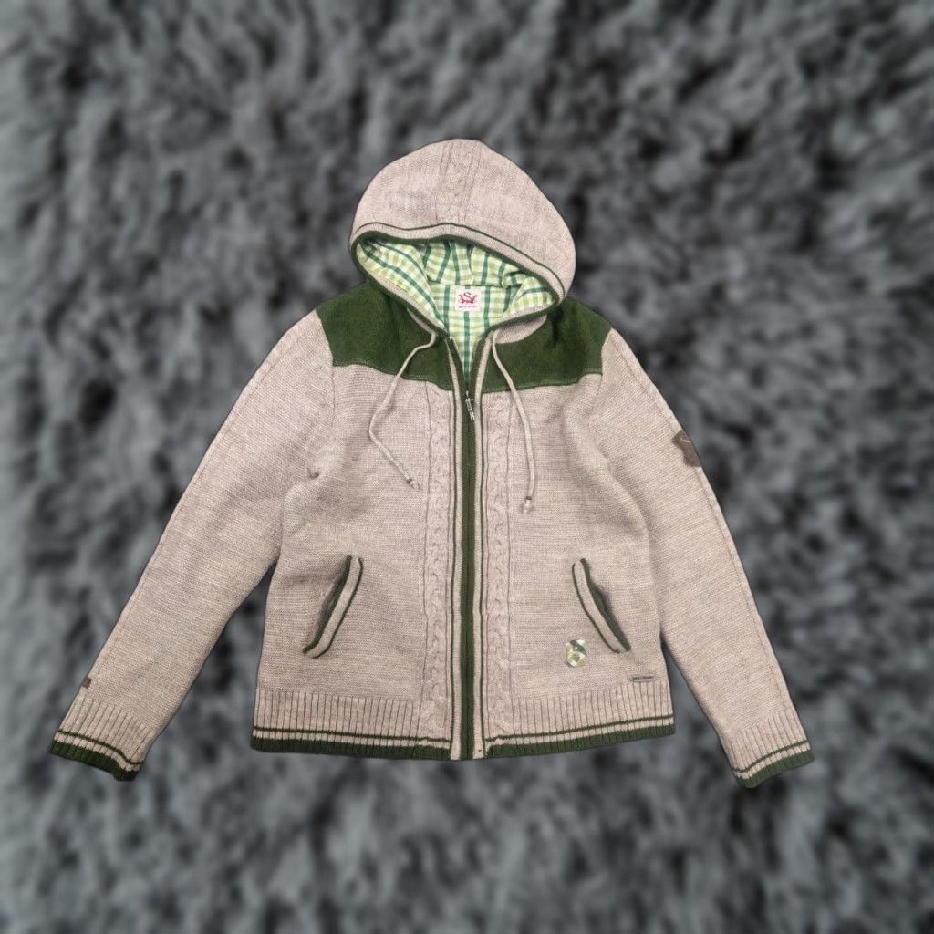Vintage VINTAGE Spieth & Wensky German Design Knit Wool Blend Gren Beige Full Zip Removable Hoodie Shirt XS? Size US M / EU 48-50 / 2 - 1 Thumbnail
