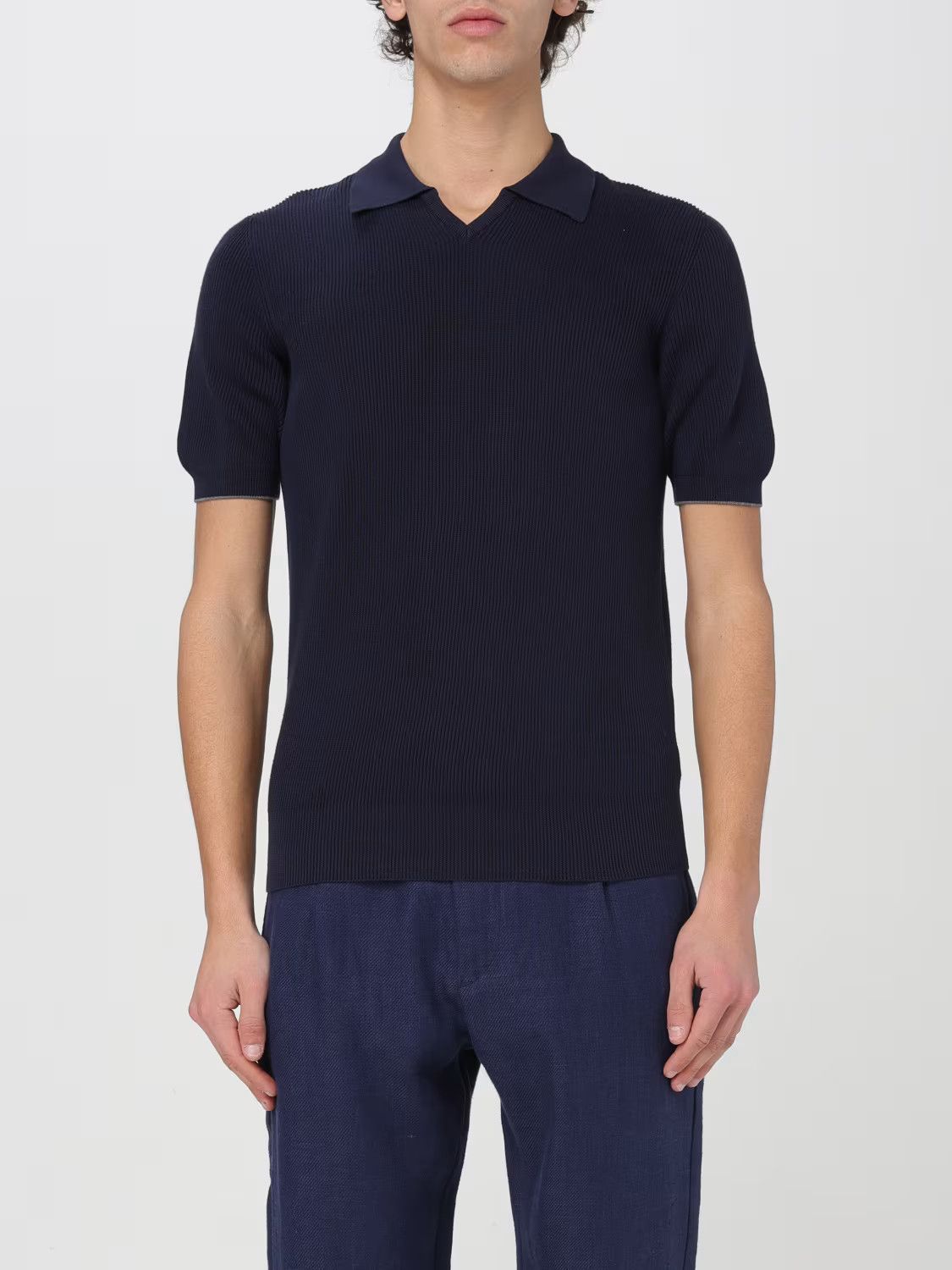 image of Brunello Cucinelli O1W1Db10424 Polo T-Shirt In Navy, Men's (Size 2XL)