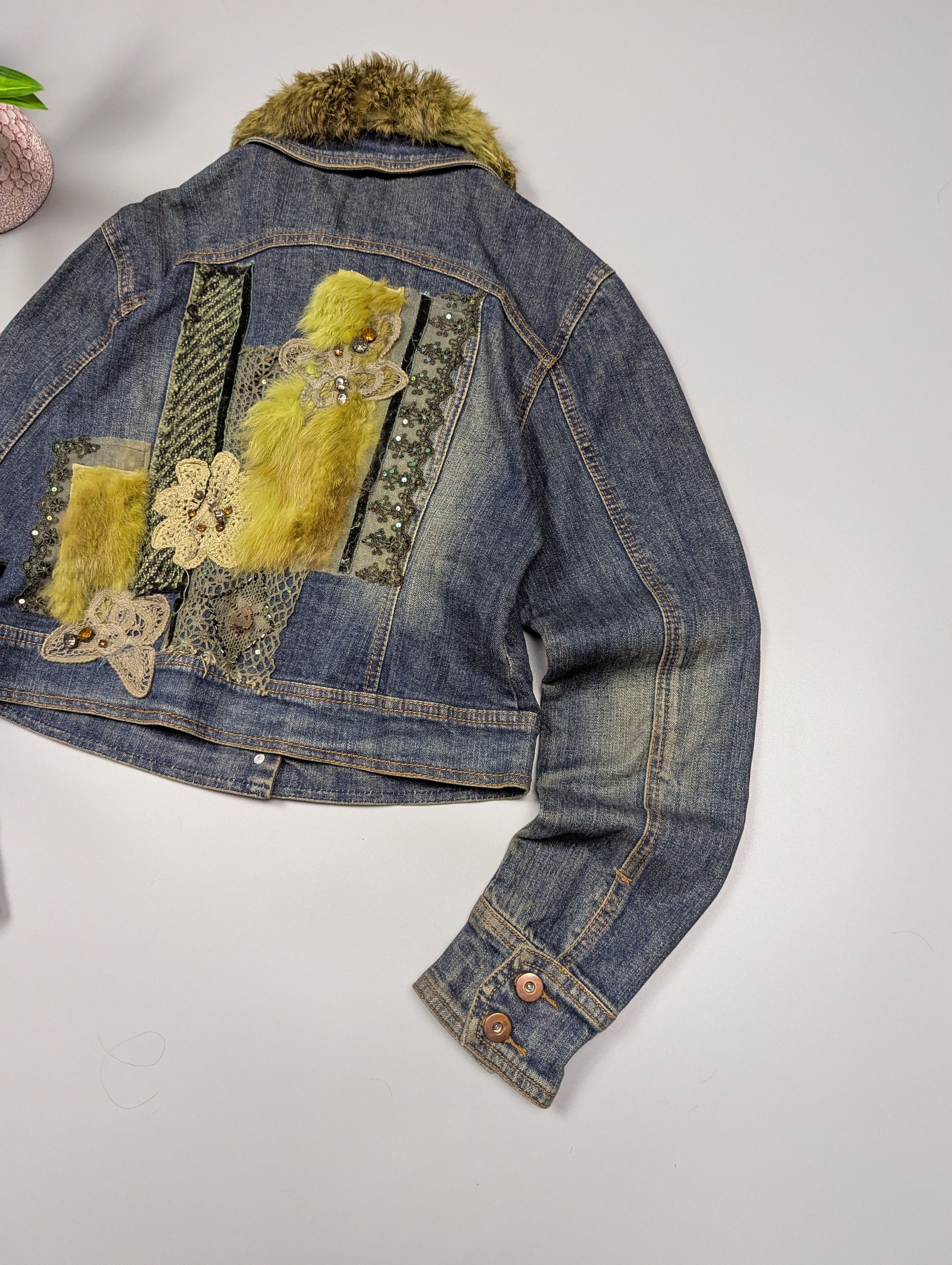 Hysteric Glamour Y2K Boho Denim Jacket S/M Faux Fur Collar Size S / US 4 / IT 40 - 10 Thumbnail