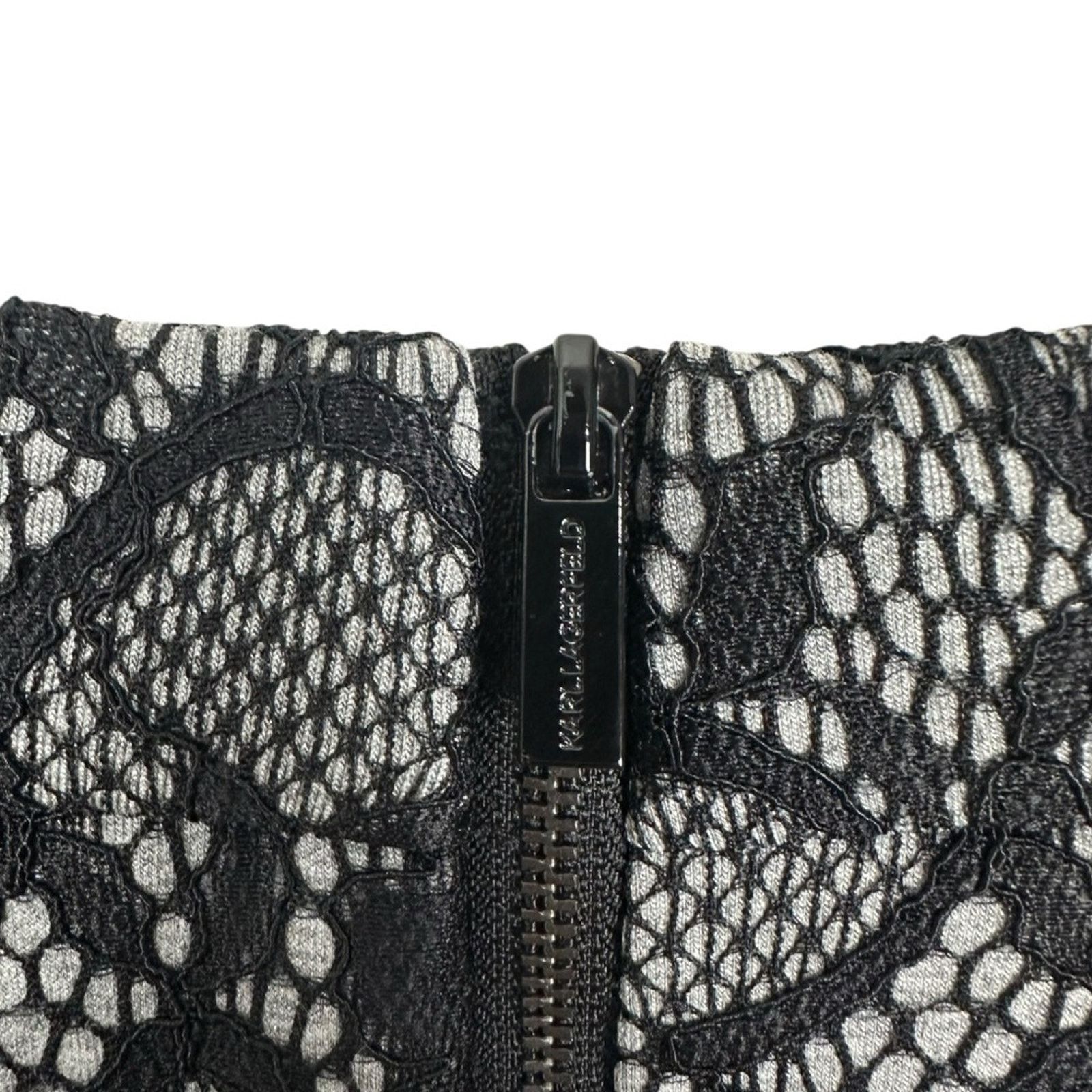 Karl Lagerfeld Karl Lagerfeld Black A-Line Midi Lace Swing Skirt Size 8 Size 30" / US 8 / IT 44 - 4 Thumbnail