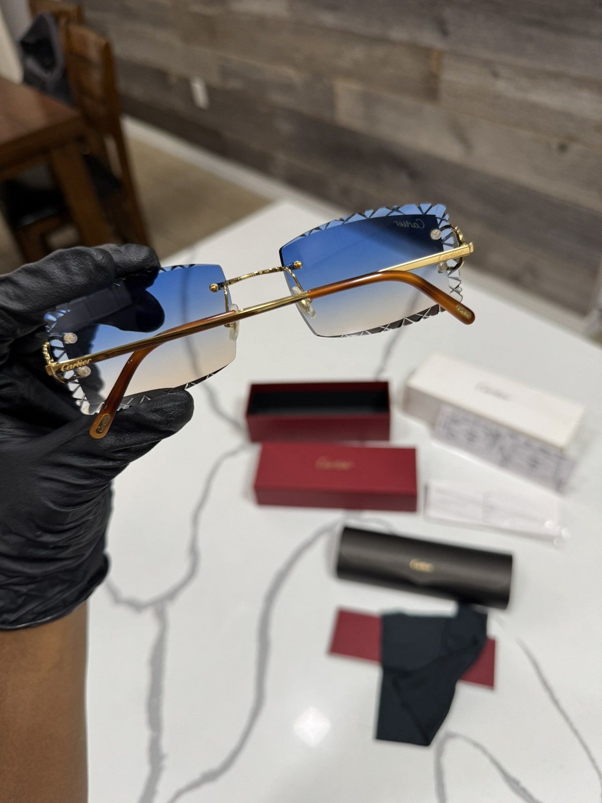 Cartier Cartier CT00920 001 Big C Frames w/ Custom Diamond Cut Lens Size ONE SIZE - 17 Thumbnail
