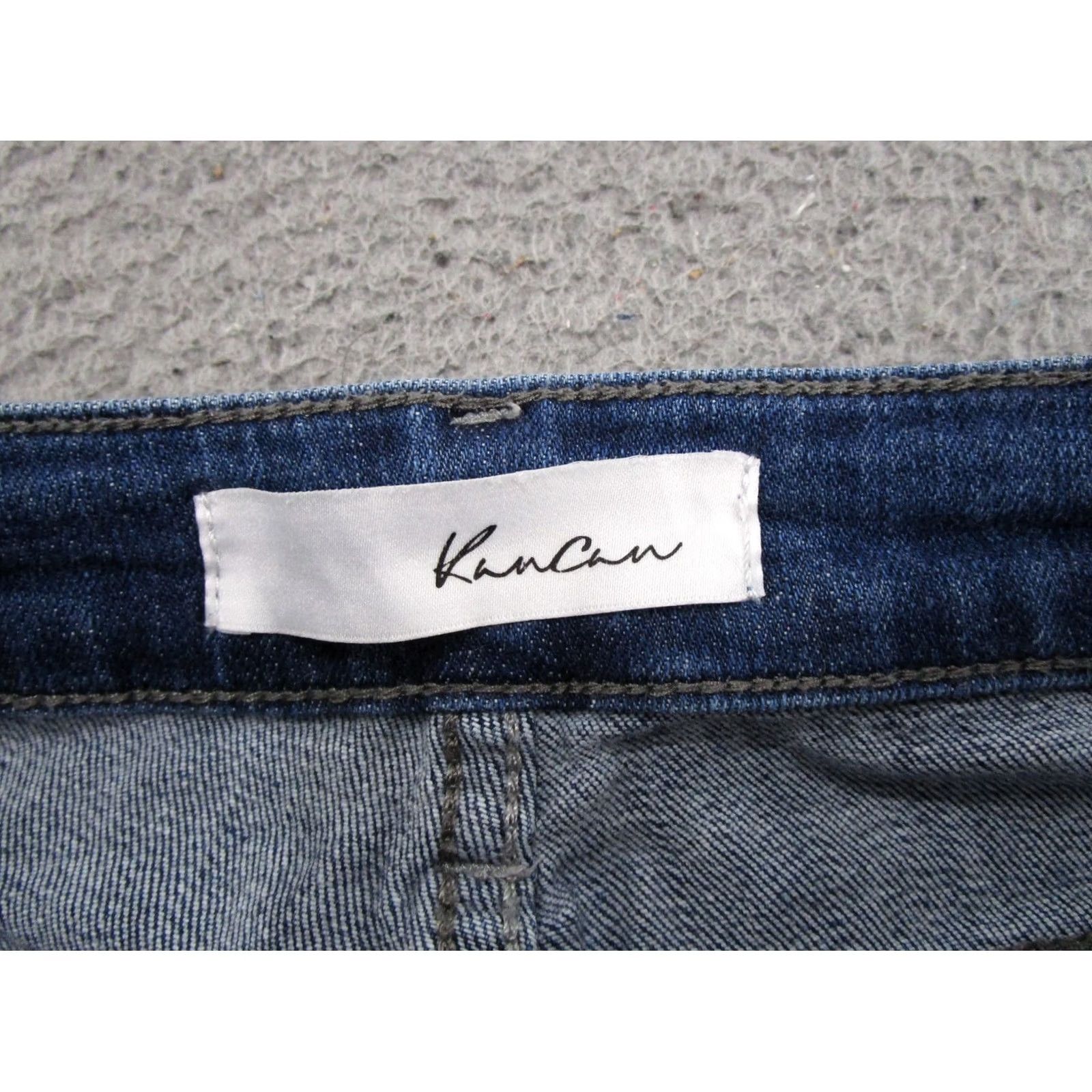 Vintage Kancan Jeans Womens Size 26/5 Button Fly Blue Distressed Denim Stretch Skinny Regular Jeans Size 26" / US 2 / IT 38 - 4 Thumbnail