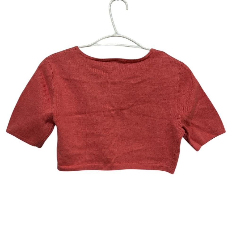 Designer LOFT Coral Pink Short-Sleeve Cardigan XS Size XS / US 0-2 / IT 36-38 - 3 Thumbnail