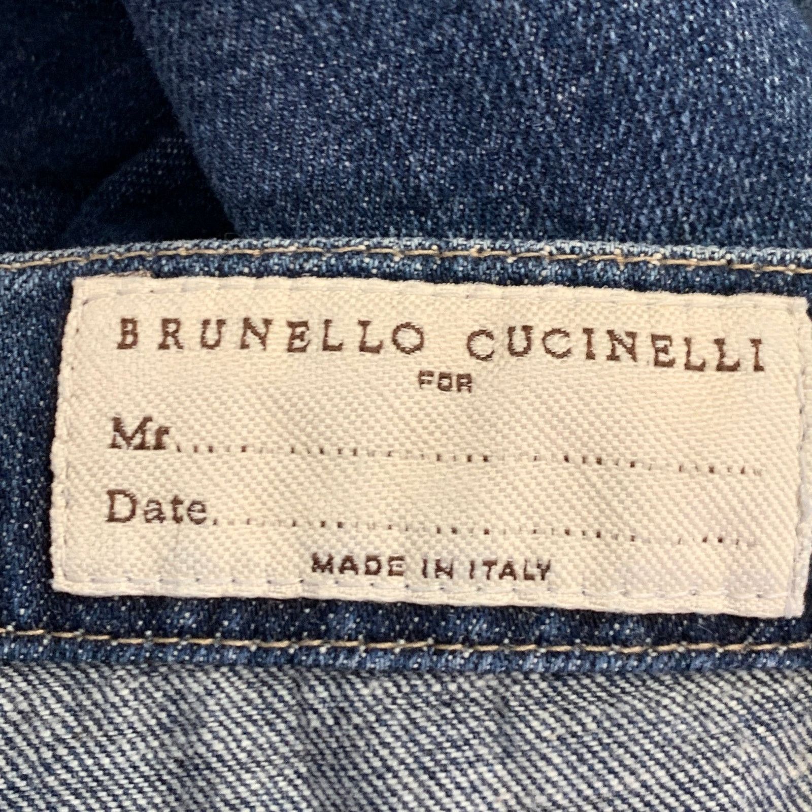 Brunello Cucinelli 35 Indigo Contrast Stitch Denim Straight Jeans Size US 35 - 6 Thumbnail