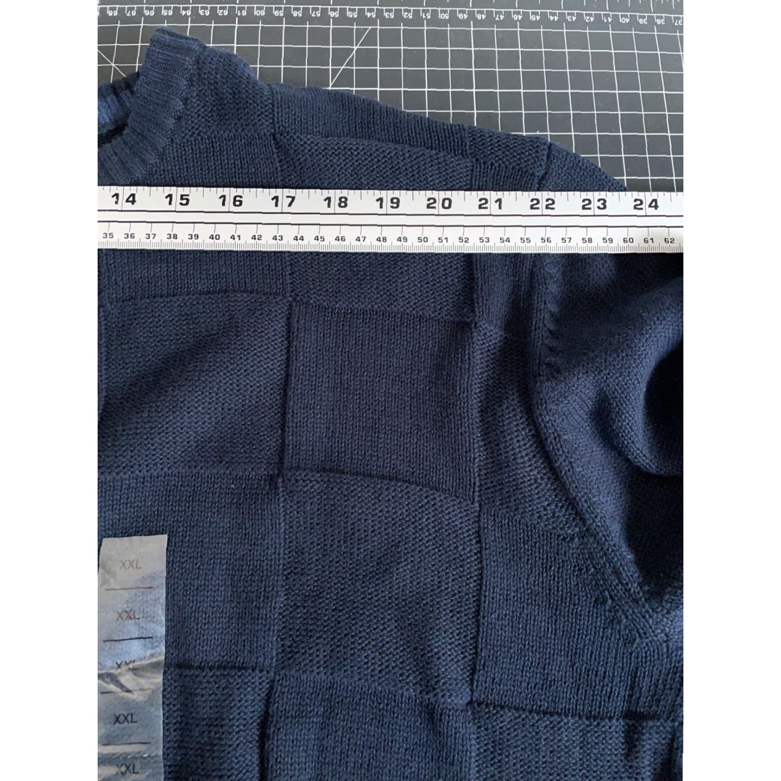 Vintage Tricots St. Raphael Patchwork Sweater Men's 2XL Dark Blue Cotton Knit Unworn Size US XXL / EU 58 / 5 - 7 Thumbnail