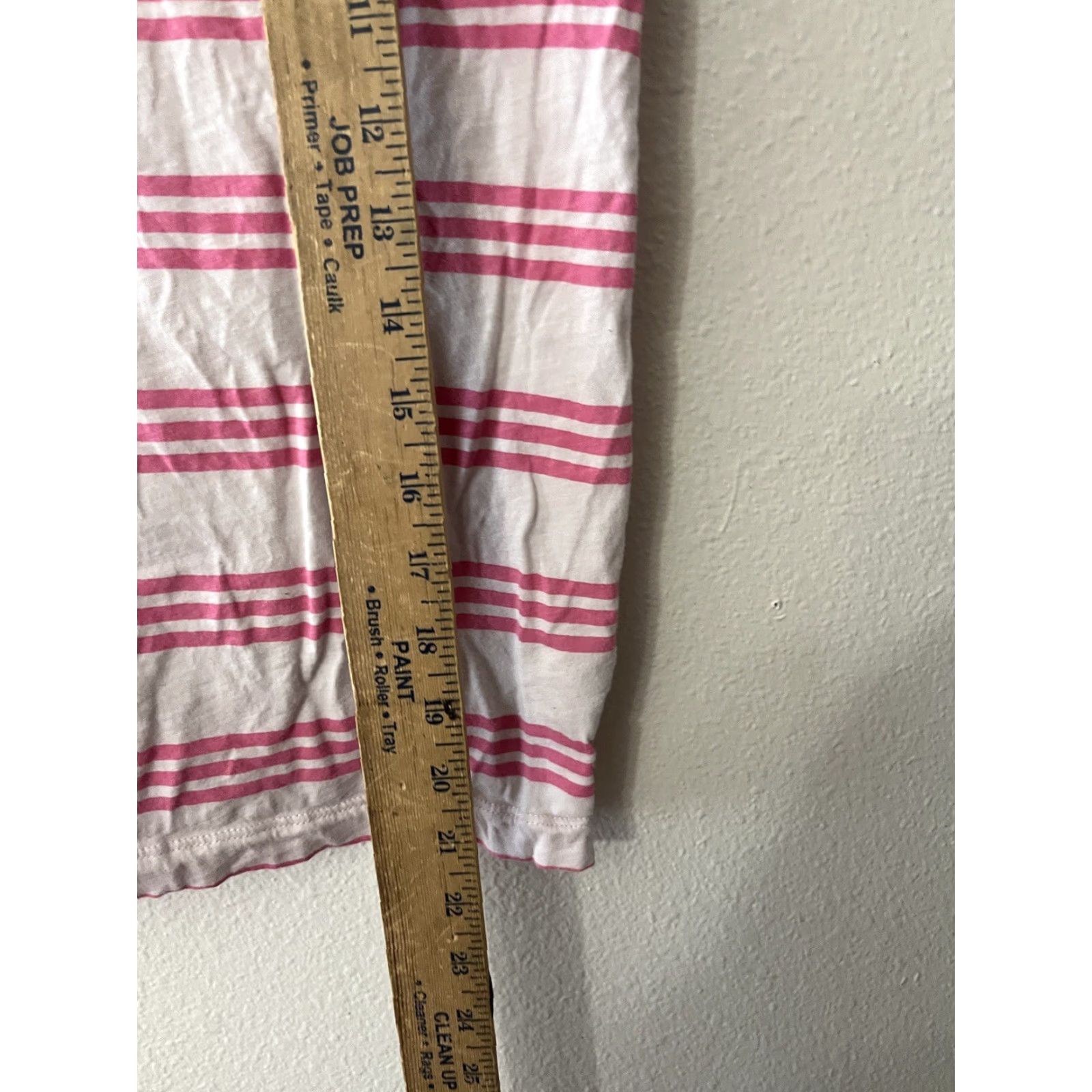 Ann Taylor LOFT Womens T-Shirt Pink White Striped Crew Neck Top Tee MP Petite - Short Sleeve - Cotton Blend - Button Accent - Casual Basic - 2010s - Womens Size M / US 6-8 / IT 42-44 - 4 Thumbnail