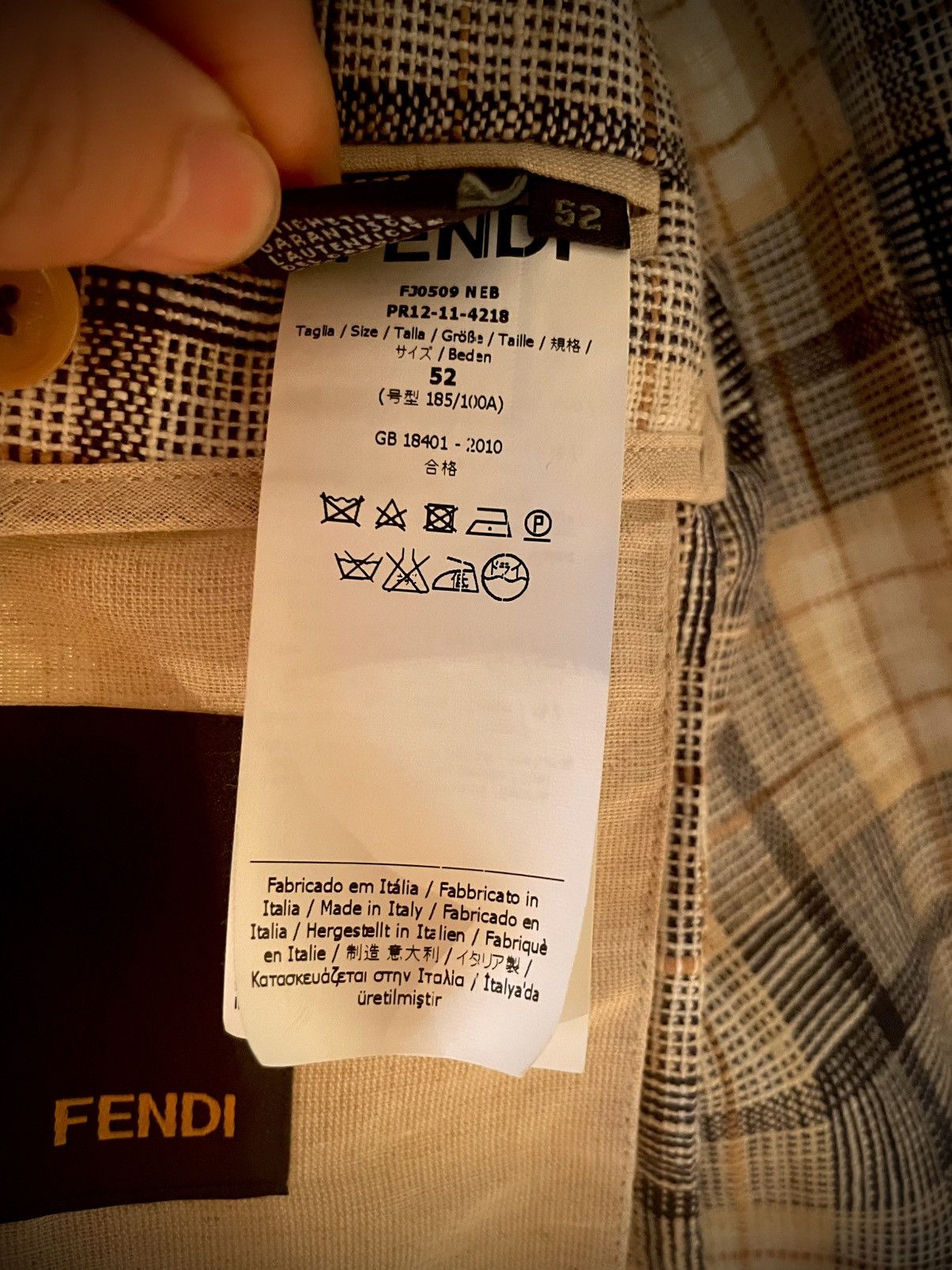 Fendi FENDI Madras Check Linen Blend Suit Set Jacket Shorts 52R Size 52R - 10 Thumbnail
