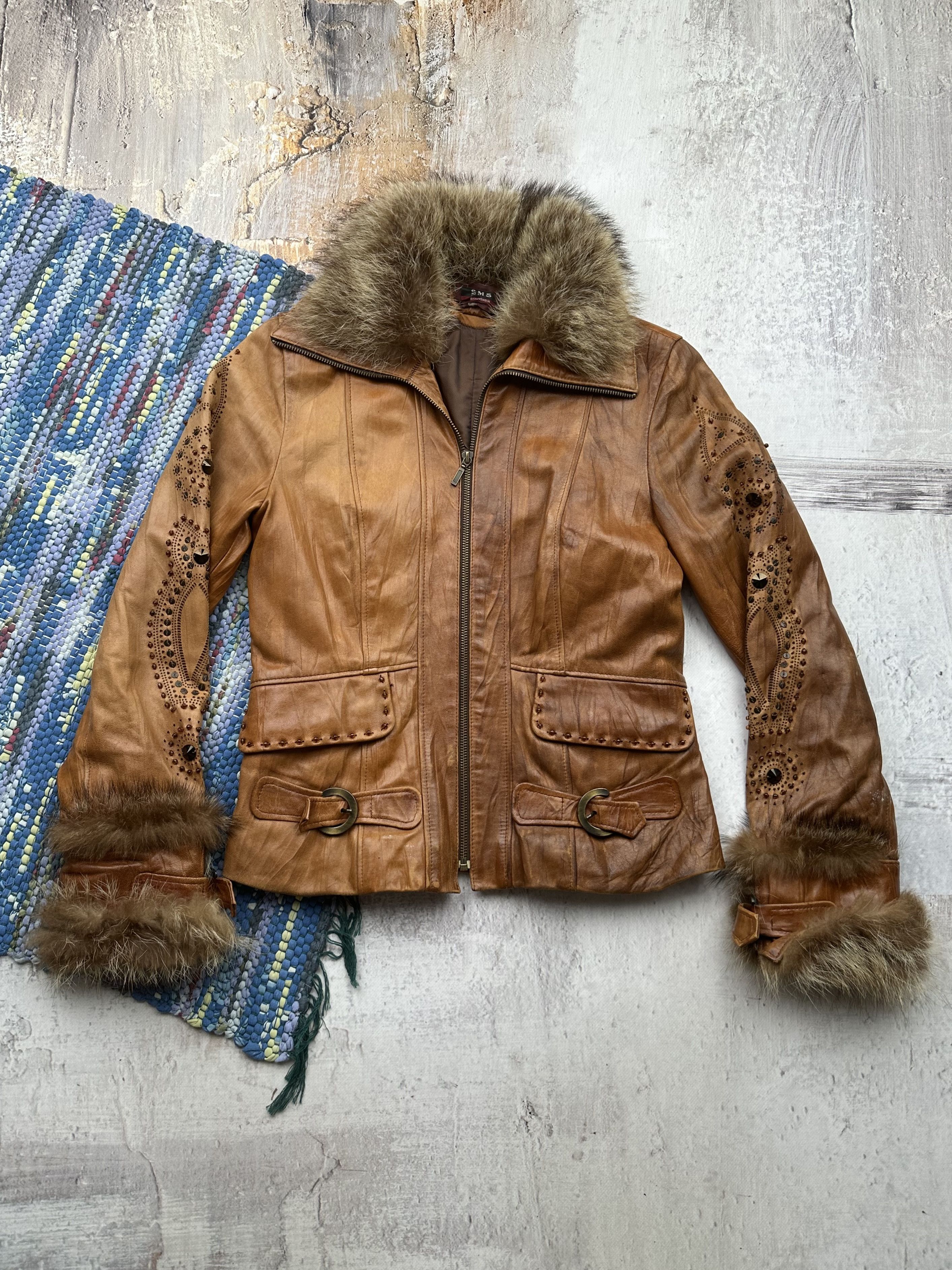 Vintage Vintage Leather and Real Fur Coat A208D15(539) Size M / US 6-8 / IT 42-44 - 1 Thumbnail