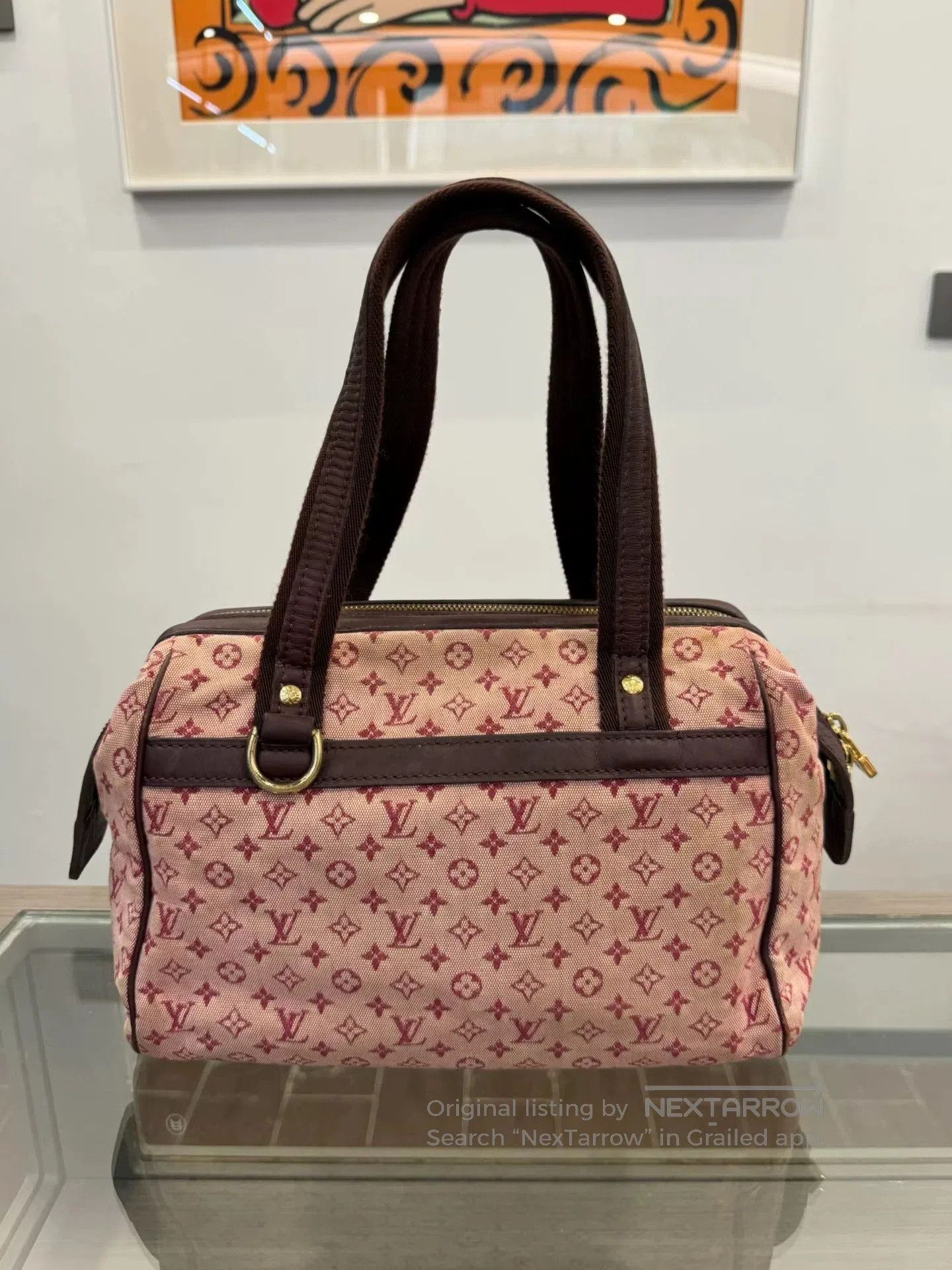 Louis Vuitton Pink Denim Logo Boston Bag.