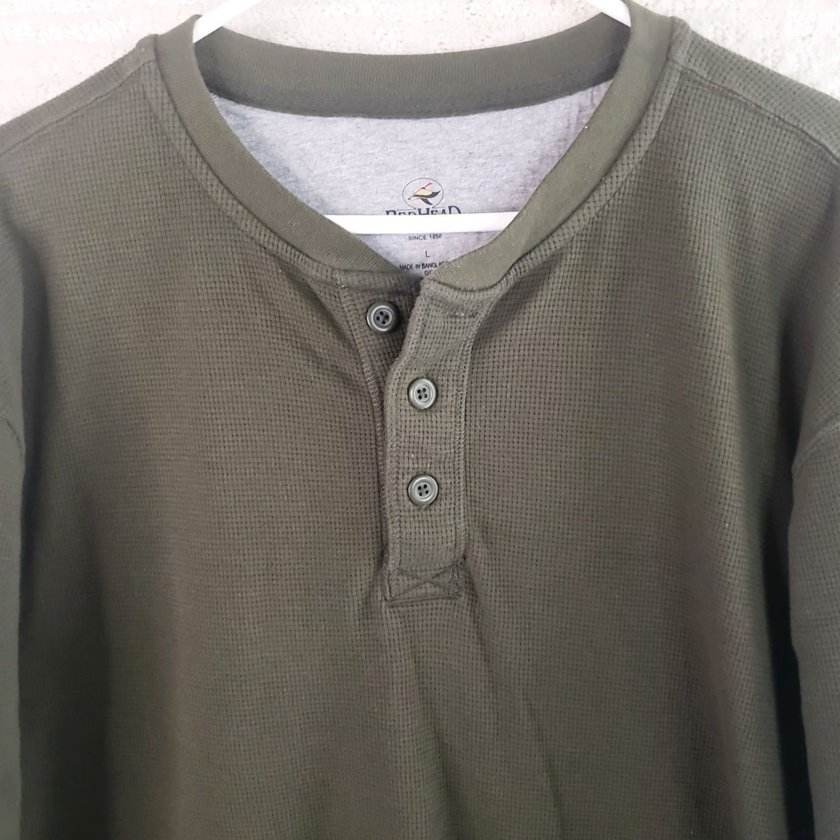 Vintage VINTAGE RedHead Mens L Sweater Green Waffle-Knit Henley Pullover Long Sleeve Outdoor New Size US L / EU 52-54 / 3 - 3 Thumbnail