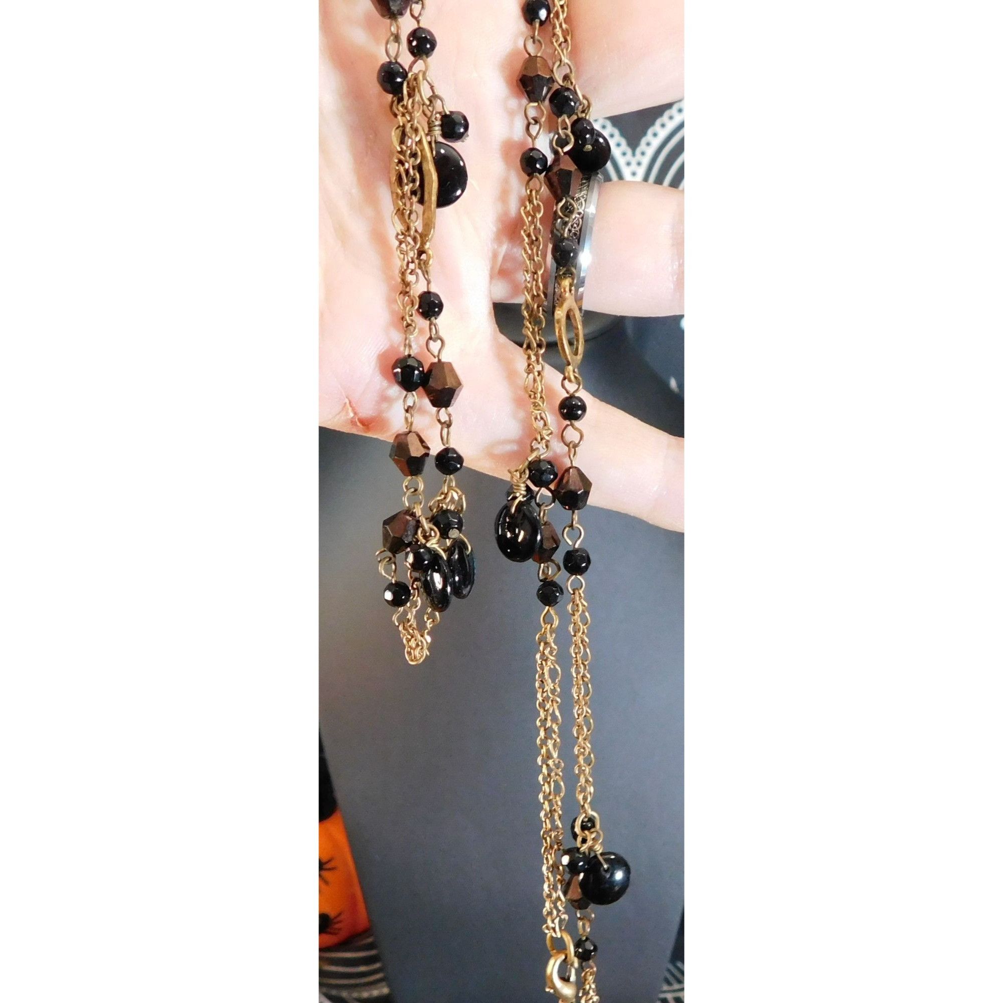 Express Express Glam Goth Art Deco Black And Gold Tone Necklace Size ONE SIZE - 4 Thumbnail