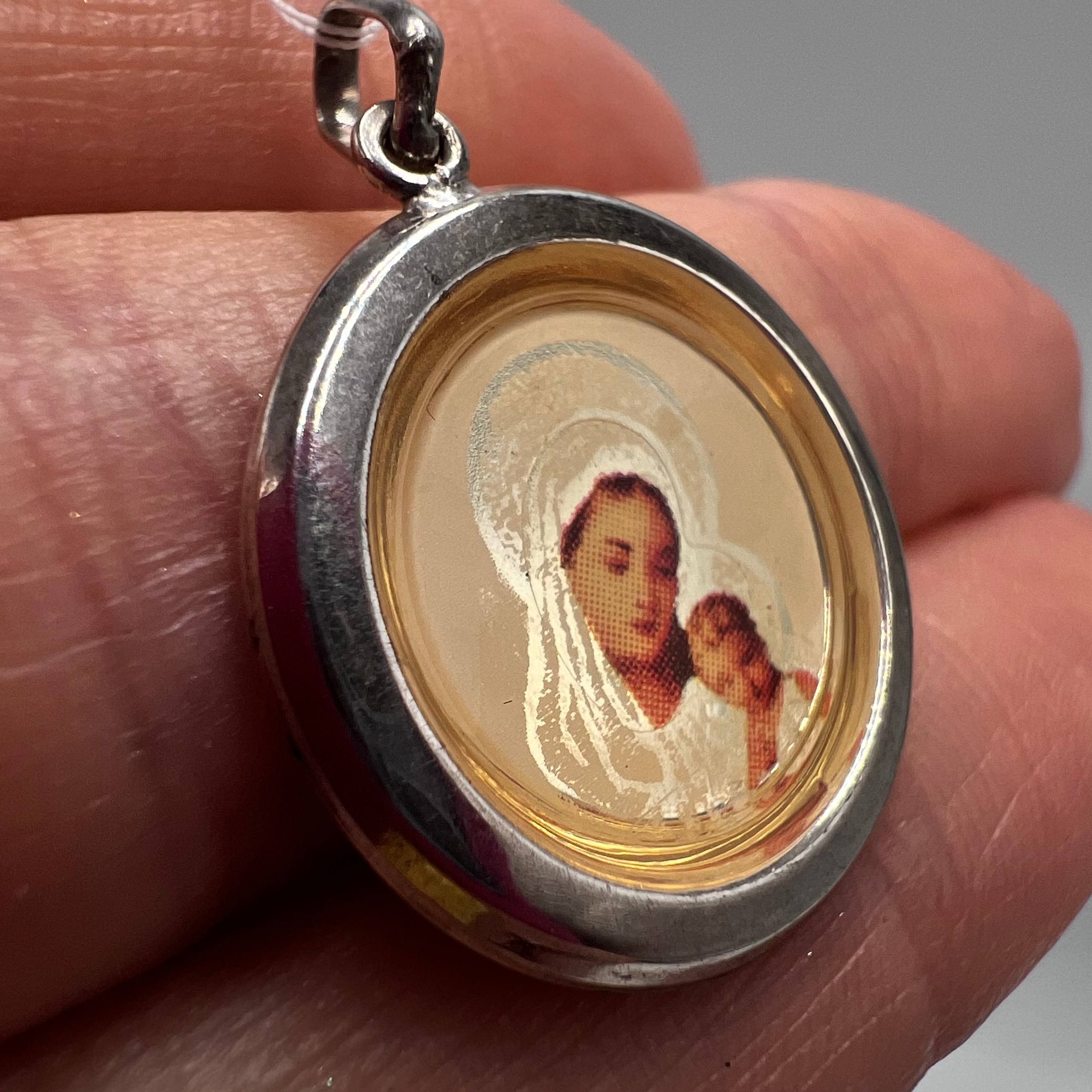 Sterling Silver Vintage Sterling Silver 925 Orthodox Icon Pendant Virgin Size ONE SIZE - 6 Thumbnail