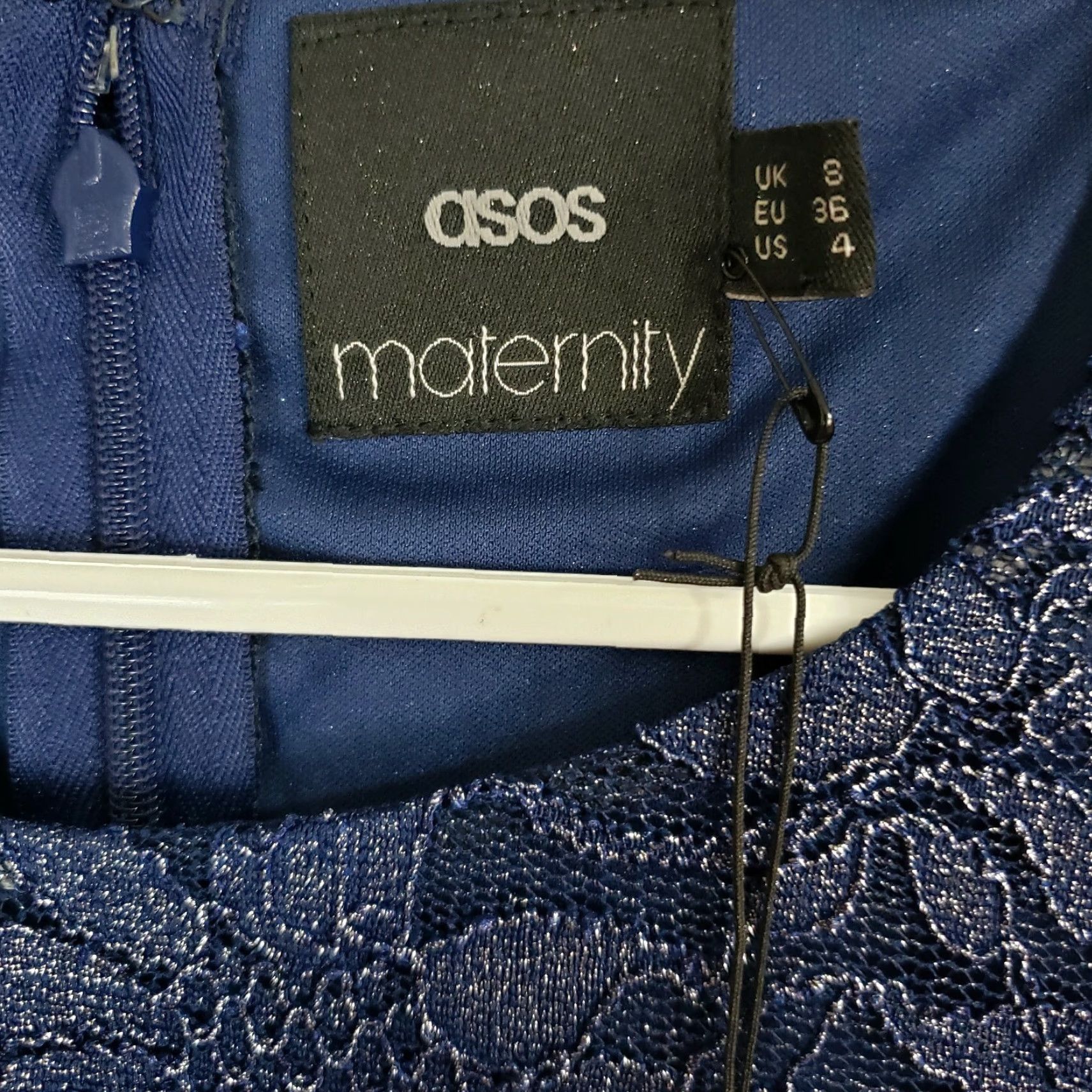Asos ASOS Maternity Womens Midi Dress Sz Small Solid Blue Lace 3/4 Sleeve Dress Women's Maternity ASOS Blue Lace Solid Midi 3/4 Sleeve Size S / US 4 / IT 40 - 5 Thumbnail
