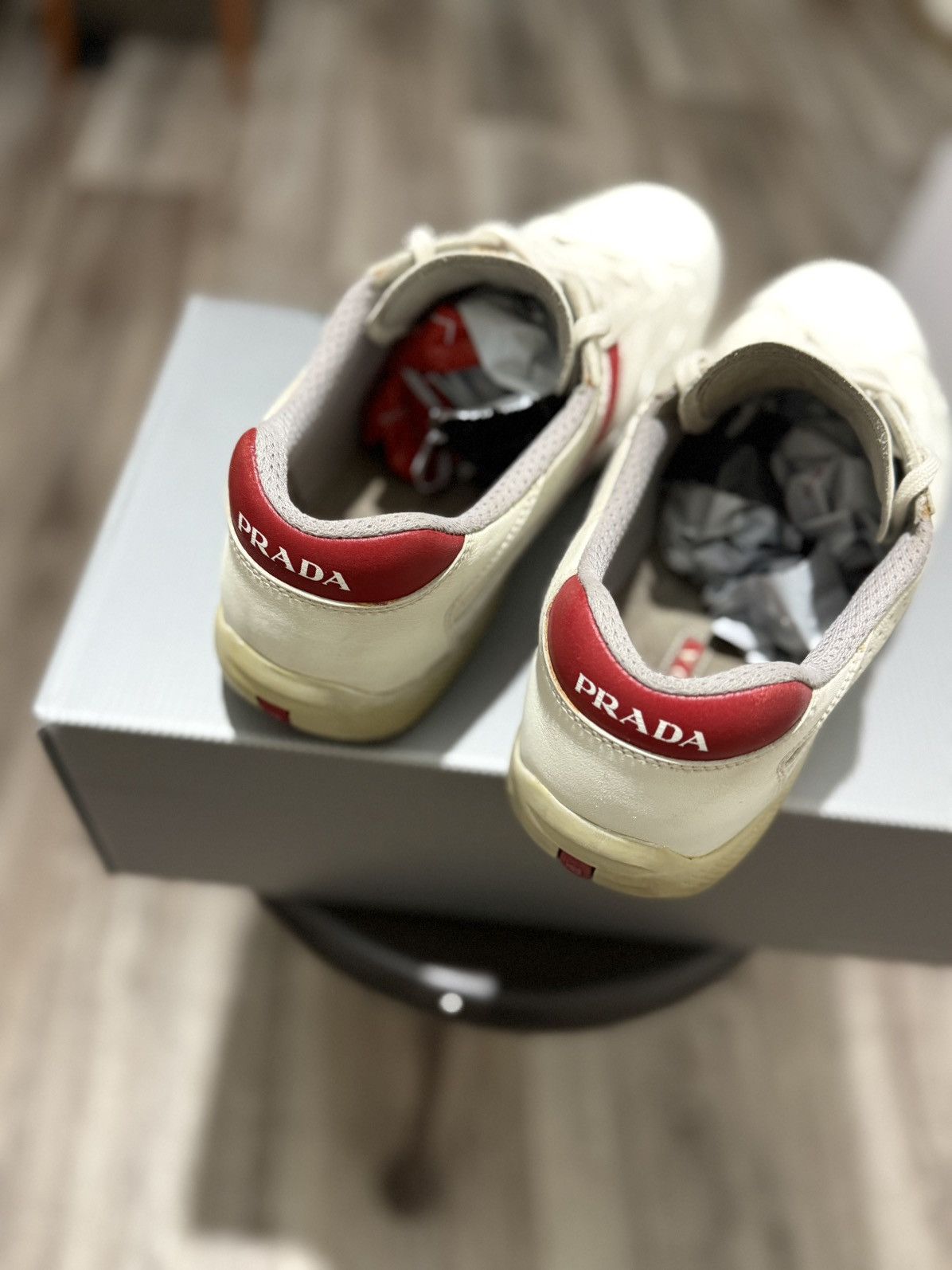 Prada PRADA AMERICAS CUP LEATHER SNEAKERS MEN’S SHOES WHITE 4E1298 Size US 9 / EU 42 - 11 Thumbnail