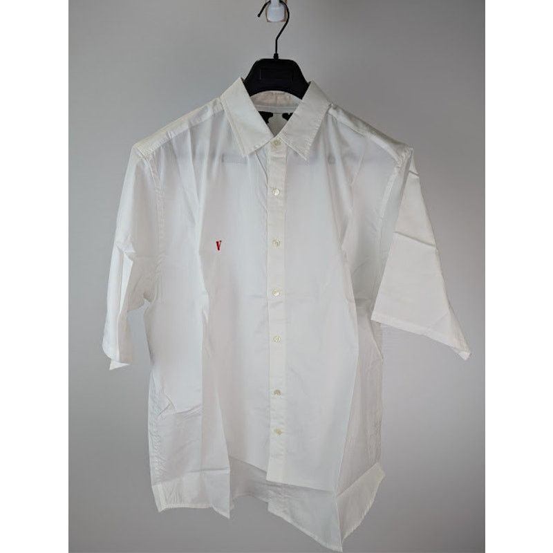 Vlone o1rshd1 V Logo Short-Sleeve Button-Up Shirt in White Size US XL / EU 56 / 4 - 9 Thumbnail