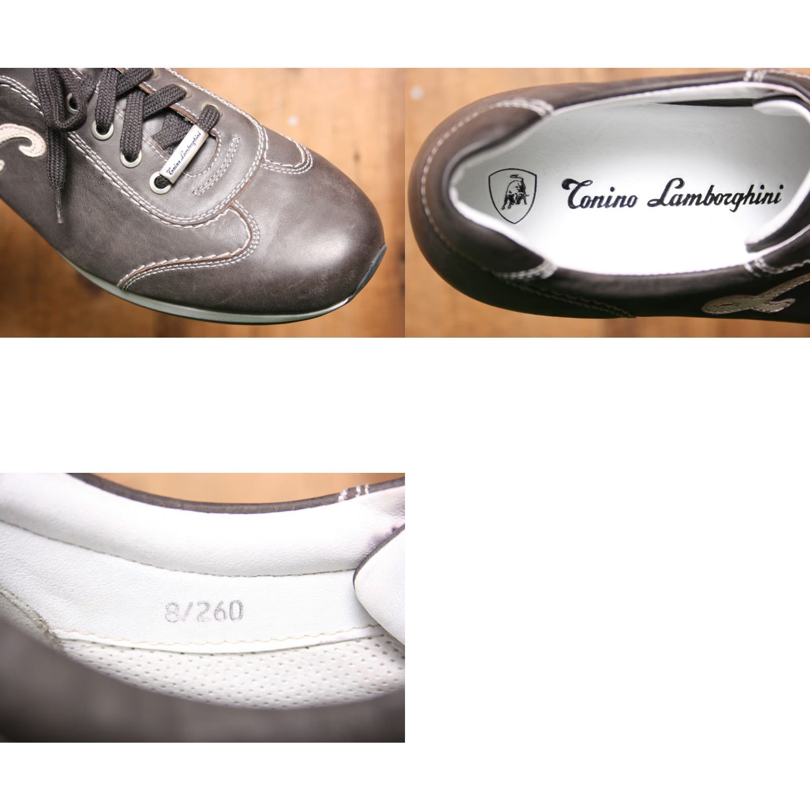 Lamborghini TONINO LAMBORGHINI Smoke Gray Leather Sneakers Men UK 8 US 8.5 Gray Leather Sneaker Size US 8 / EU 41 - 8 Thumbnail