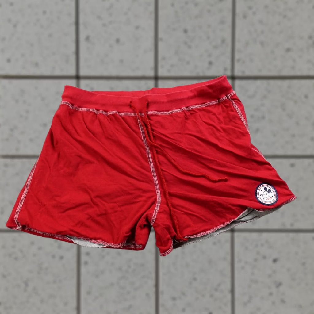 Disney Disney Shorts Womens L Red Gray Mickey Mouse High Rise Sweat Drawstring Y2K Size 36" / US 14 / IT 50 - 1 Thumbnail