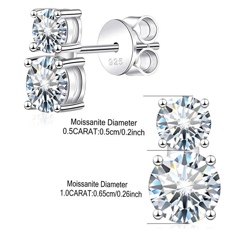Jewelry × Sterling Silver 925 Silver 3 Carat Moissanite Diamond Gourd Stud Earrings Size ONE SIZE - 5 Thumbnail