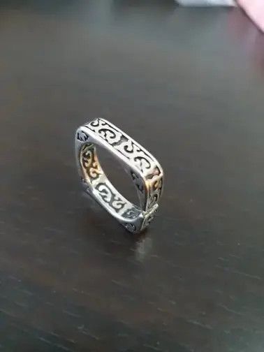 Ring Of Fire Vintage Auspicious Clouds Square Design Men Finger Ring Size ONE SIZE - 4 Thumbnail