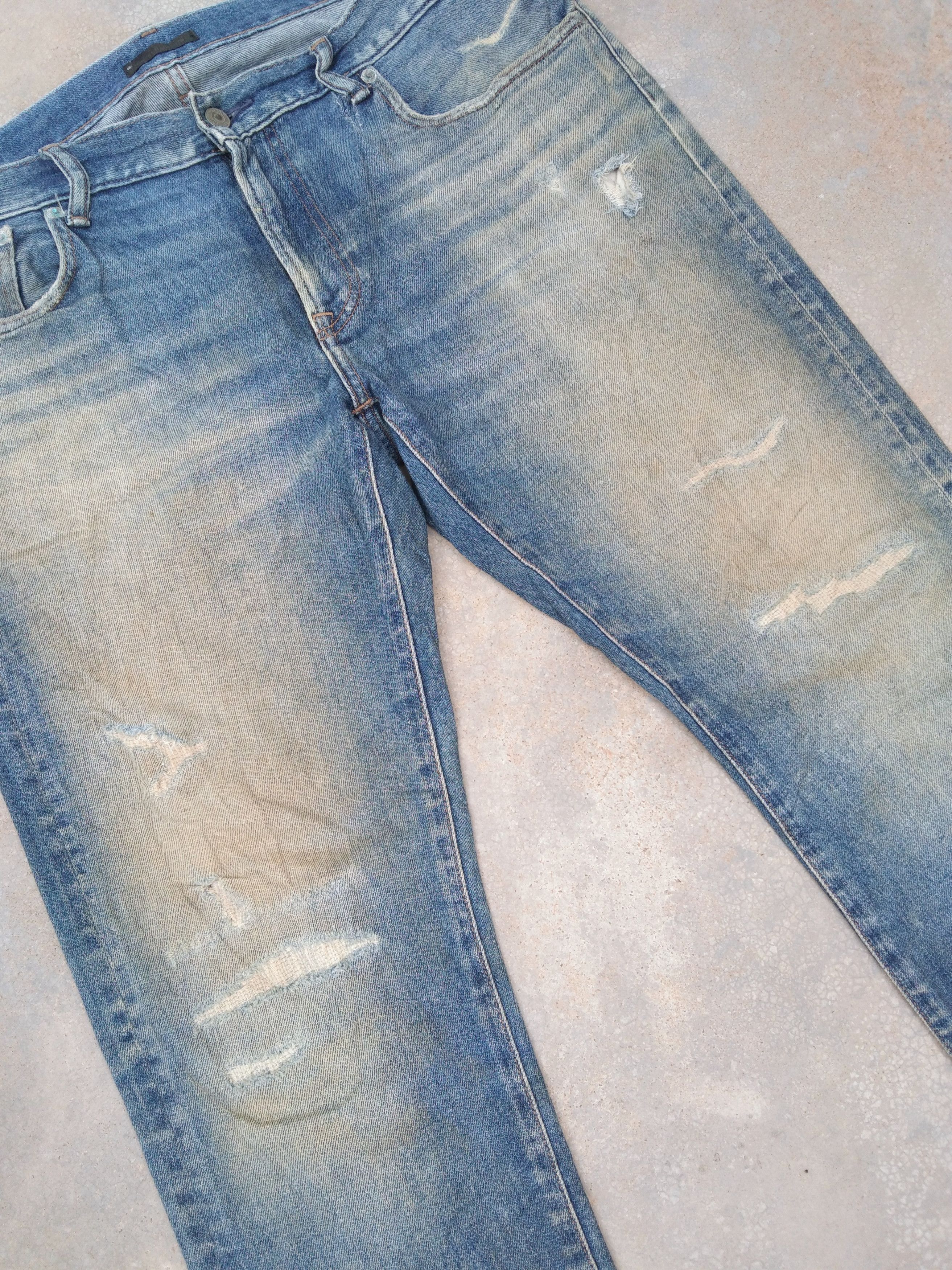 Japanese Brand Vintage Uniqlo Rusty Wash Distressed Jeans 36x29 Size US 36 / EU 52 - 5 Thumbnail