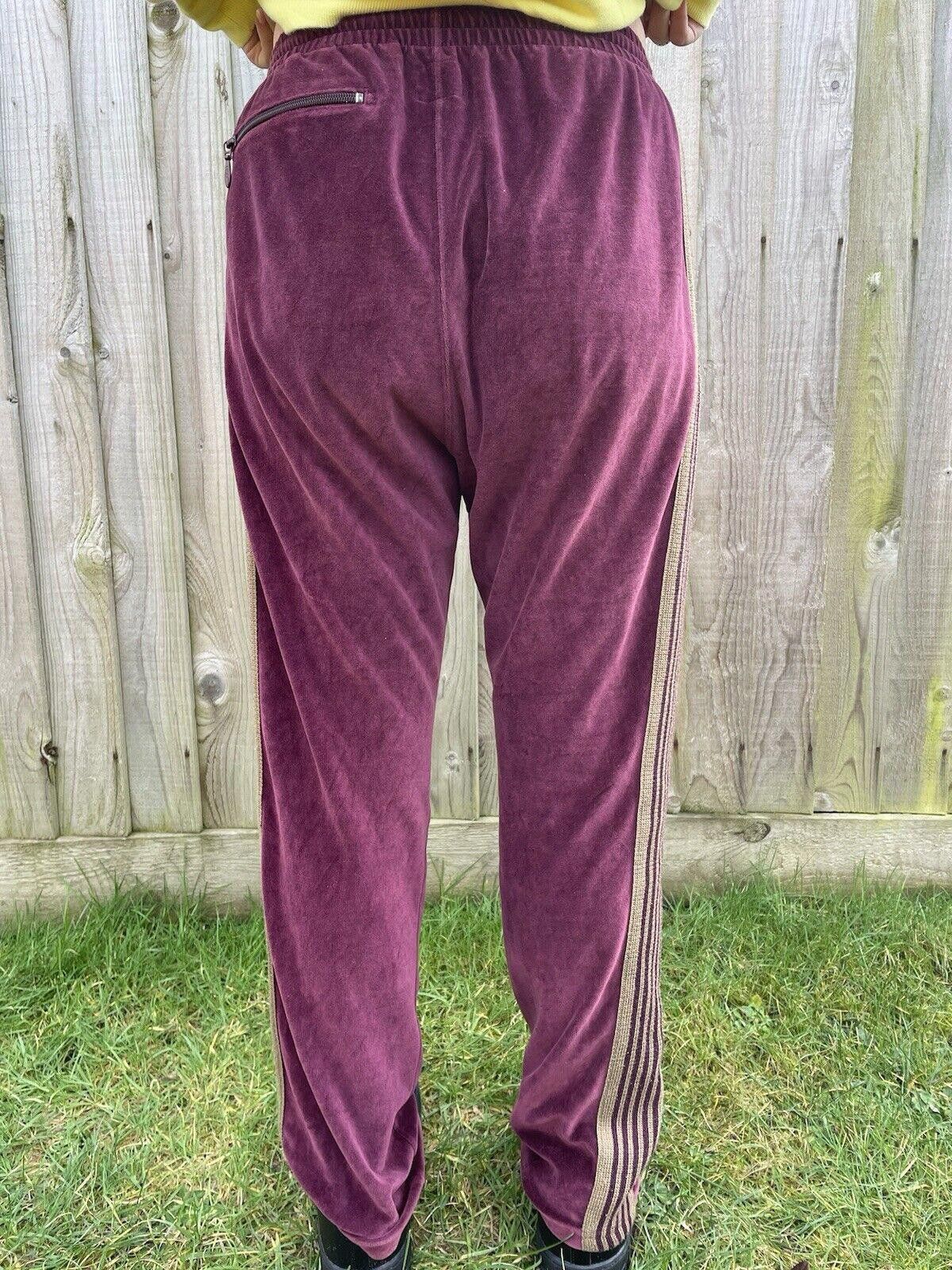 Designer Needles Nepenthes Velour Burgundy Joggers Small Size US 30 / EU 46 - 5 Thumbnail