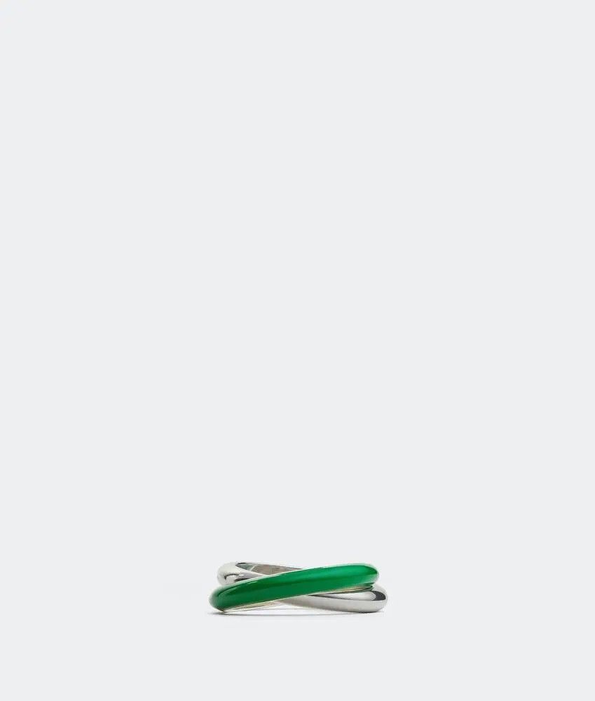 Bottega Veneta o1n1vont0425 Size: 19 / Essentials Ring in Silver/Green Size ONE SIZE - 2 Thumbnail