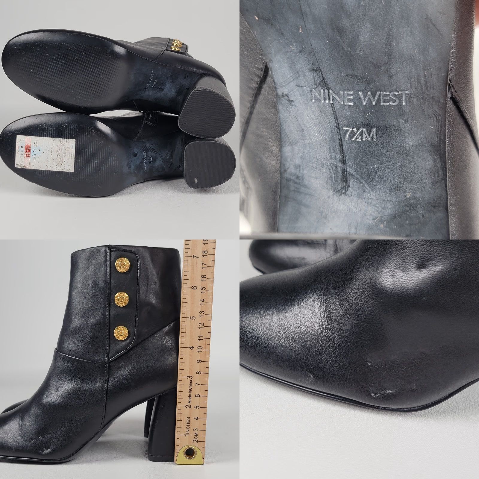 Nine West Nine West Boots Kirtley Block Heel Ankle Black Leather 7.5 M Womens Shoes Size US 6 / IT 36 - 8 Thumbnail