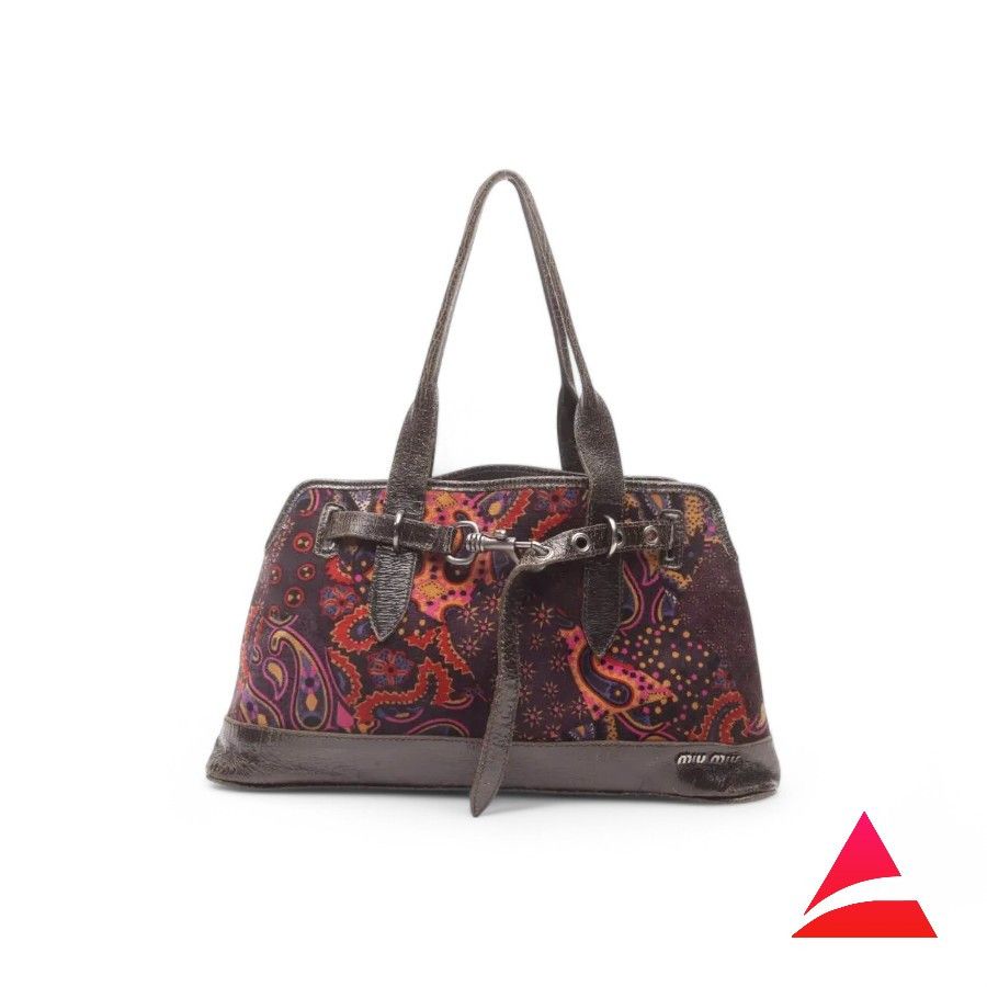 Miu Miu - Red Paisley Vintage Shoulder Bag Handbag Leather
