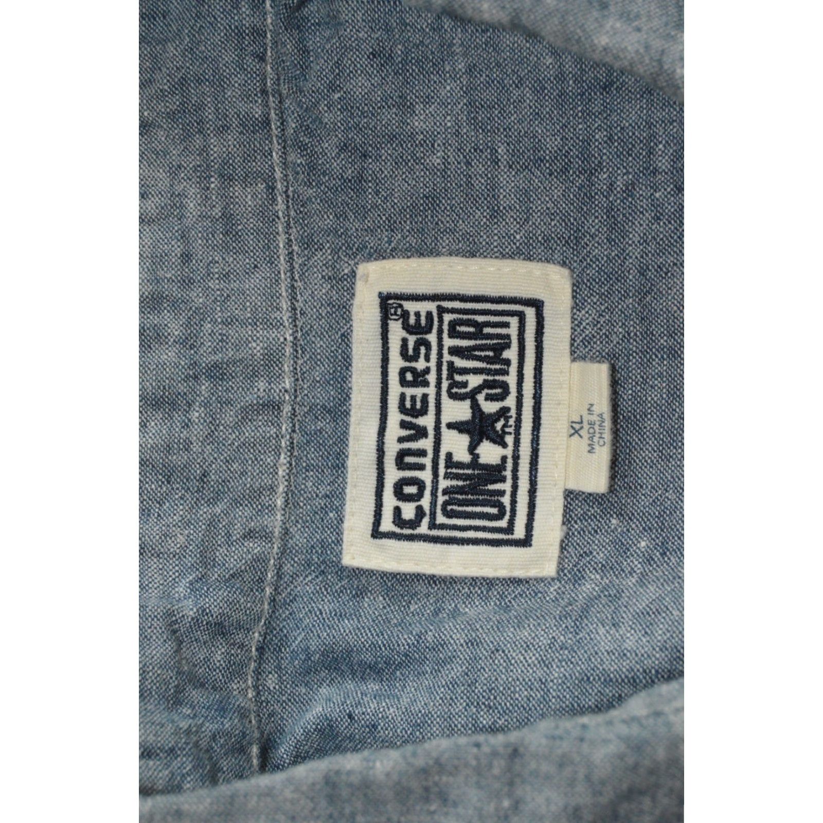Converse Converse One Star Mens Long Sleeve Button Up Shirt XL Linen Blend Blue Heather Size US XL / EU 56 / 4 - 5 Thumbnail