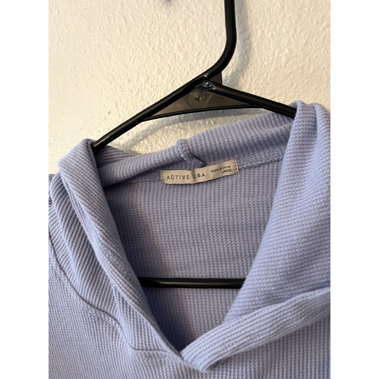 Vintage Active USA Hoodie Women Large L Blue Pullover Hooded Lace Up Shirt/ sweatshirt (Activewear) Size L / US 10 / IT 46 - 3 Thumbnail