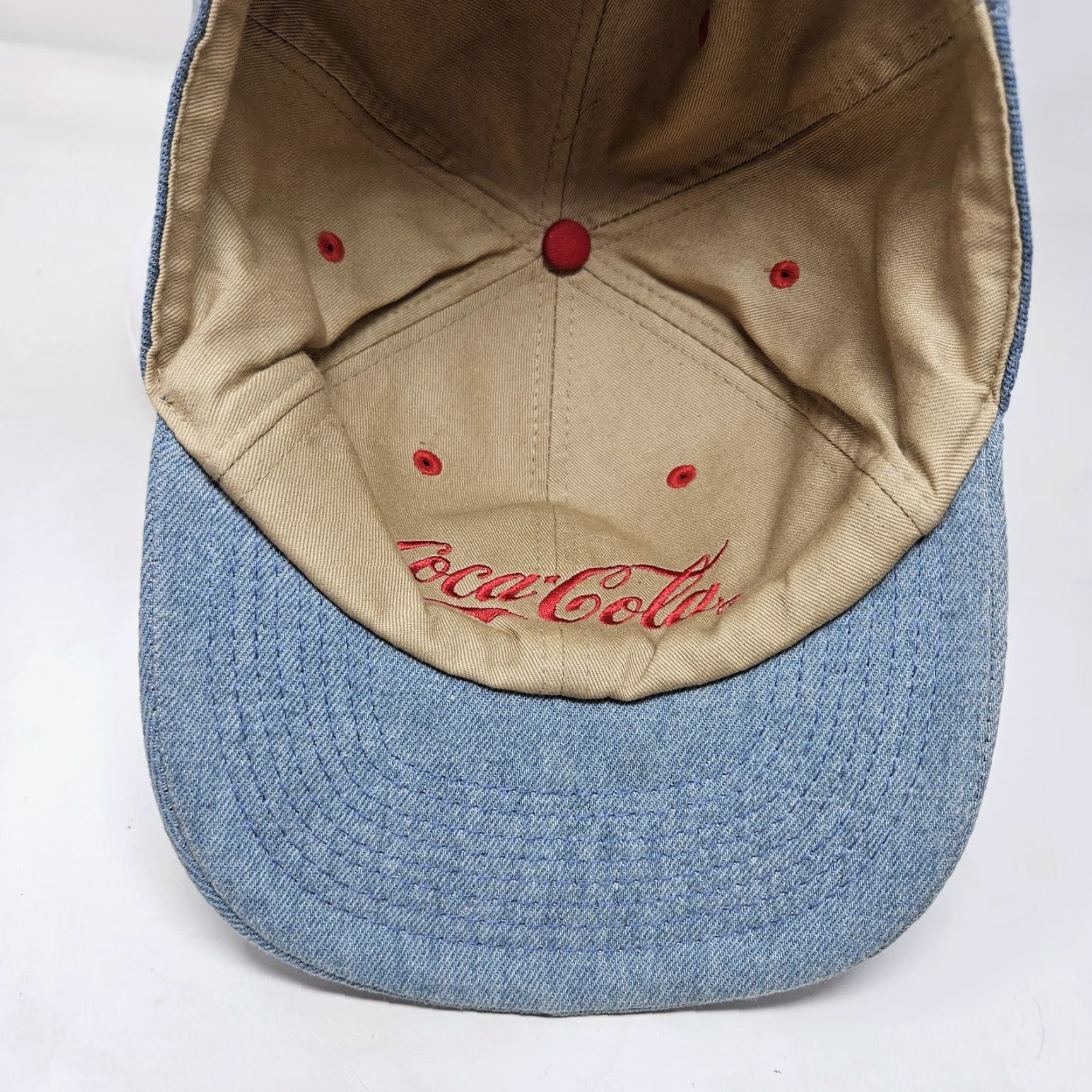 Vintage VINTAGE Coca-Cola Hat Cap Strap Back Denim World of Las Vegas Mens 90s Adjustable One Size Blue Cotton Denim Embroidered Coca-Cola City Mens VINTAGE Size ONE SIZE - 7 Thumbnail
